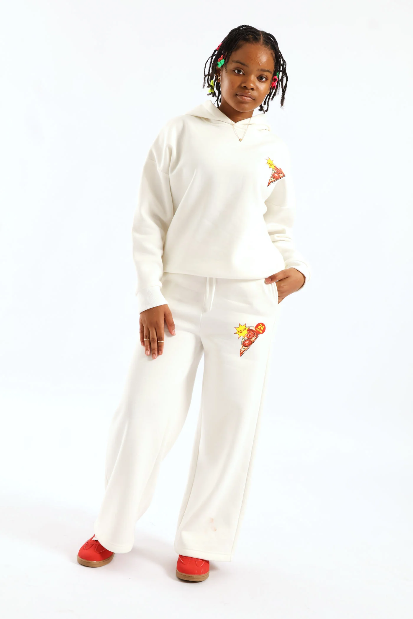 Girls Pizza Slice Oversized Pullover  - Cream - Image 3