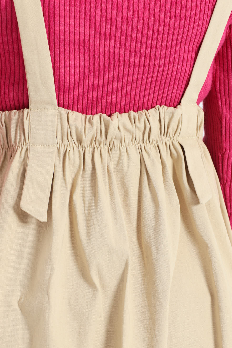 Girls Pleated Pinafore Dress - Stone - Image 4
