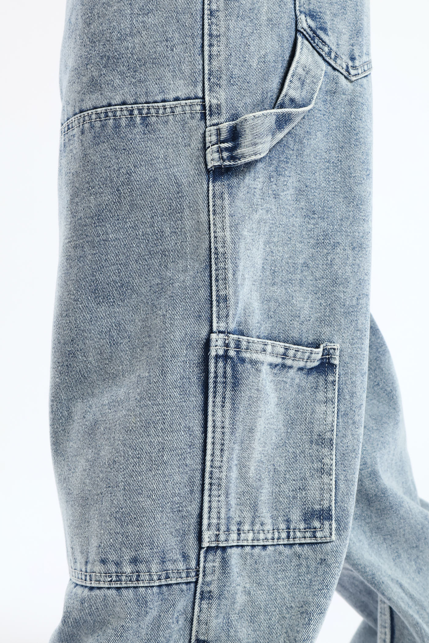Girls Pocket Detail Carpenter Denim - Acid Wash - Image 2