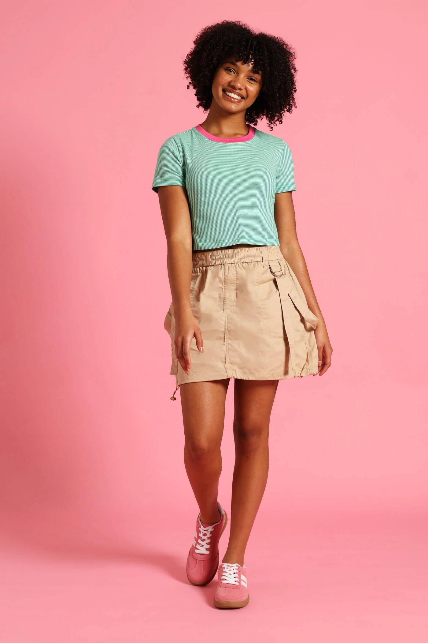 Girls Poplin Cargo Skirt - Stone - Image 2