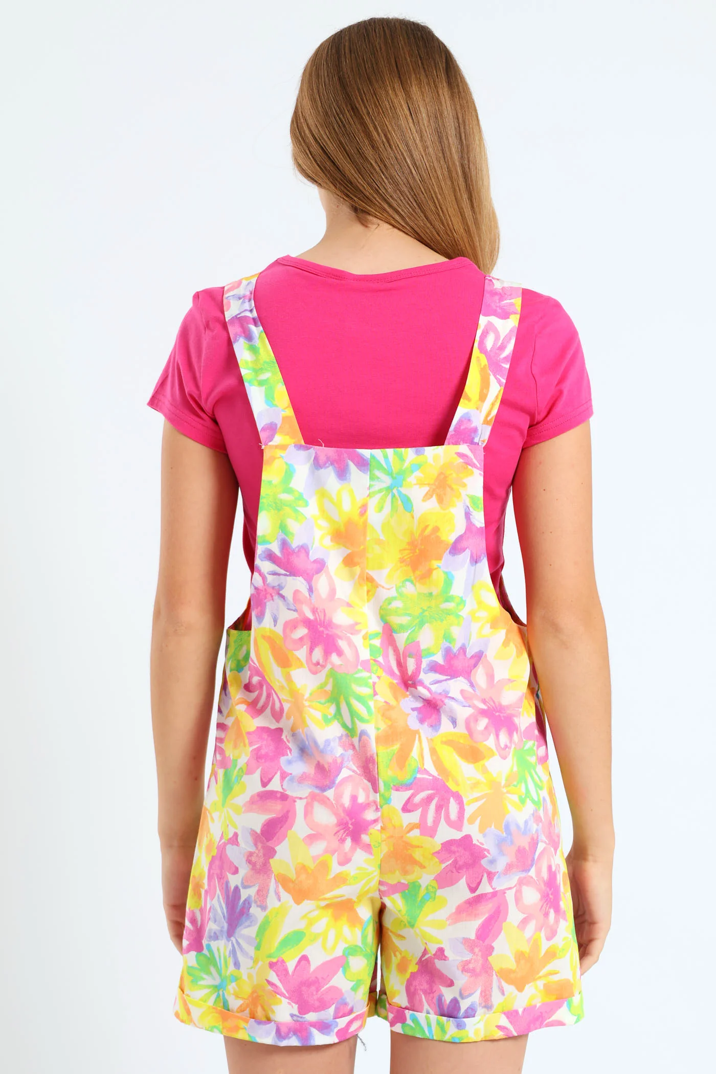 Girls Printed Linen Dungaree - Image 3