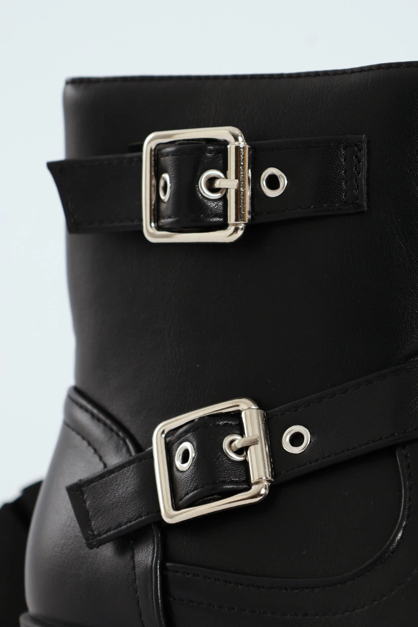 Girls PU Biker Boot - Black - Image 2