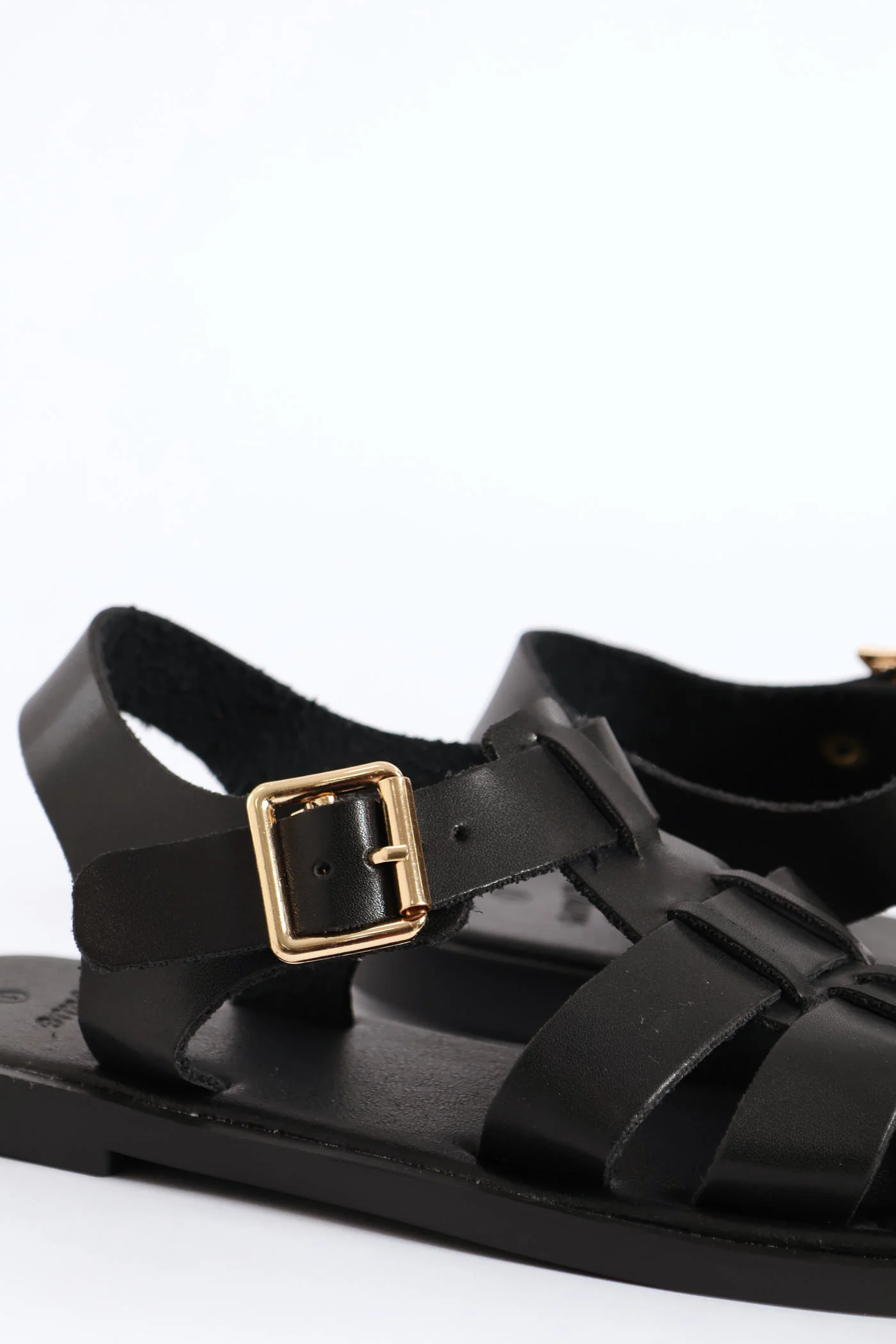 Girls Pu Caged Fisherman Sandal - Black - Image 2