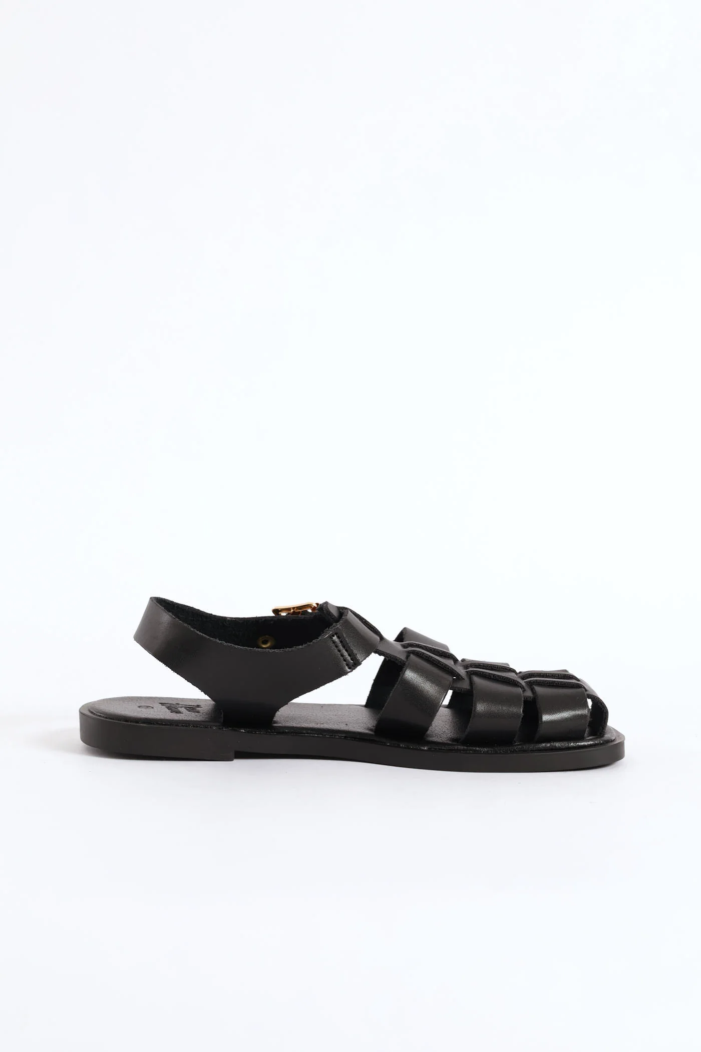 Girls Pu Caged Fisherman Sandal - Black - Image 3