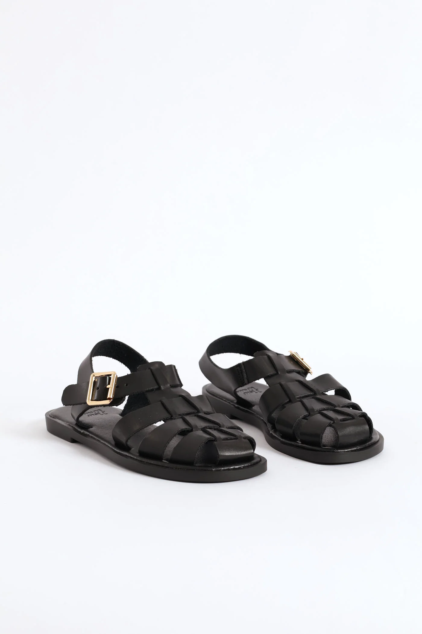 Girls Pu Caged Fisherman Sandal - Black - Image 7