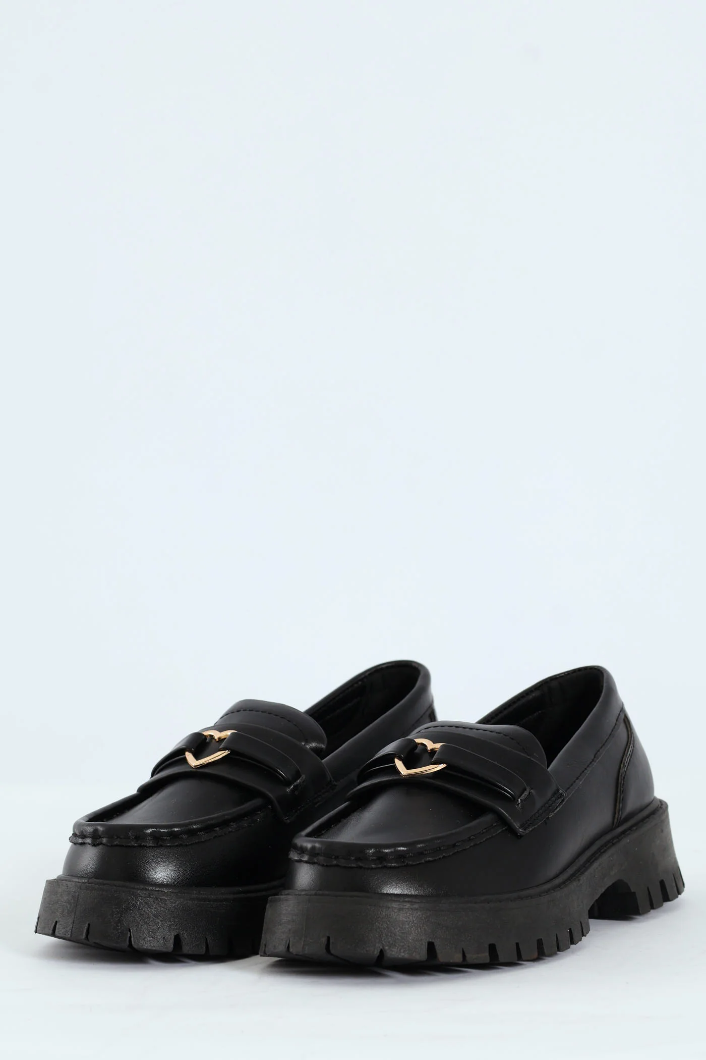 Girls PU Heart Loafer - Black - Image 5