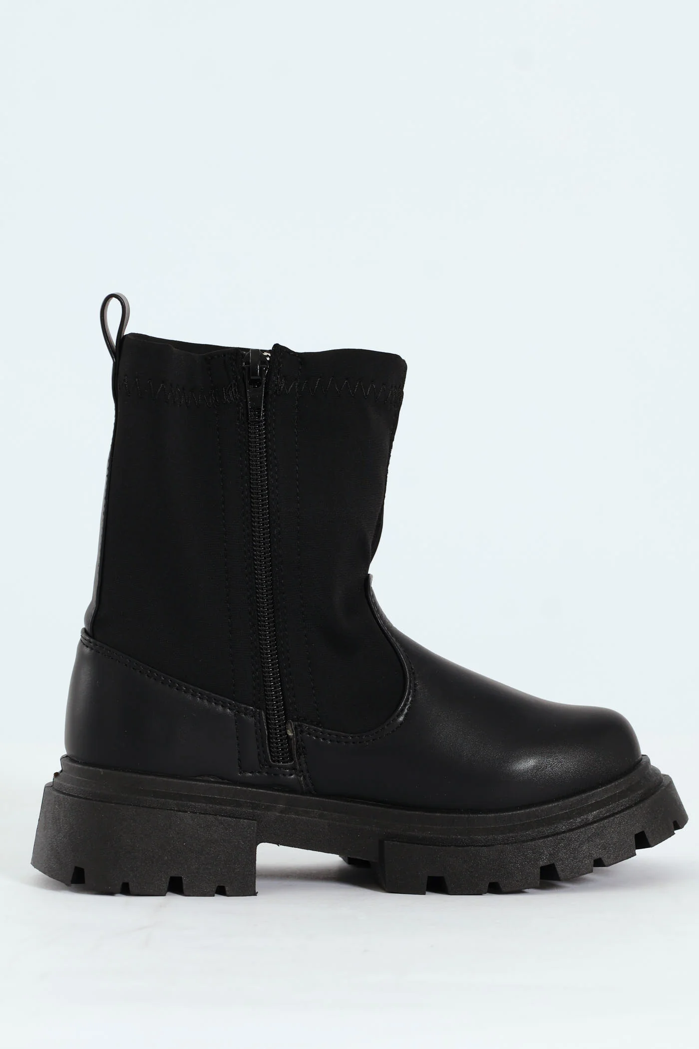 Girls PU Neoprene Chelsea Boot - Black - Image 4