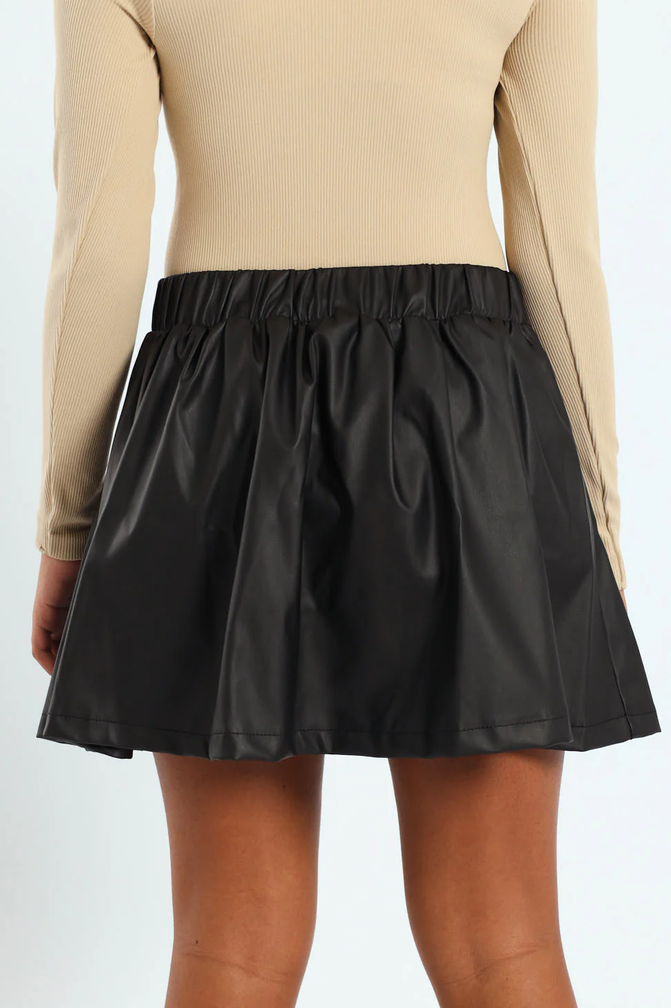 Girls Pu Pleated Skirt - Black - Image 4
