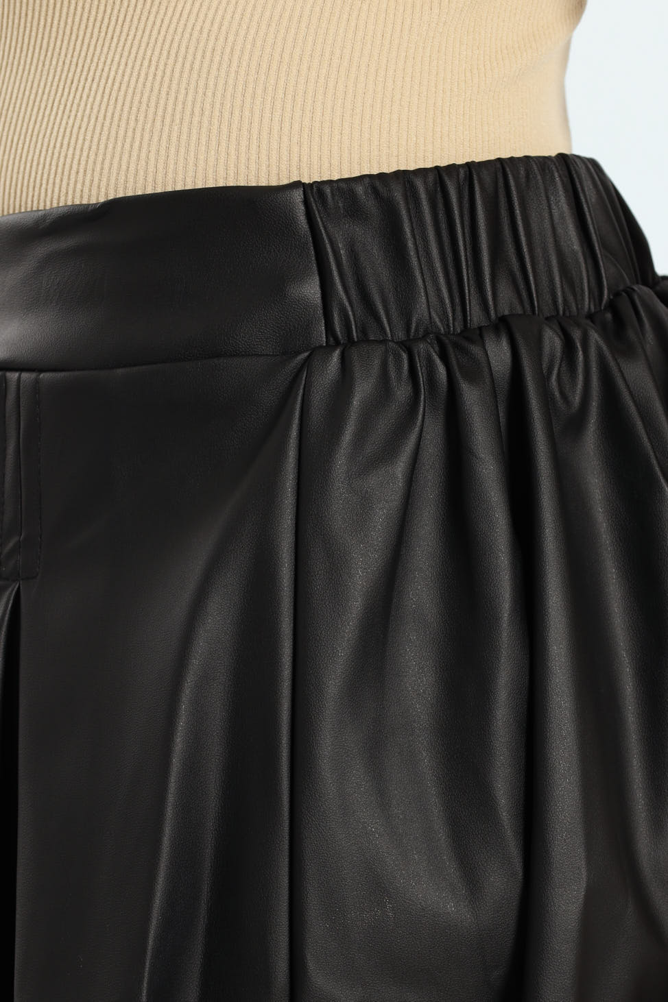 Girls Pu Pleated Skirt - Black - Image 5