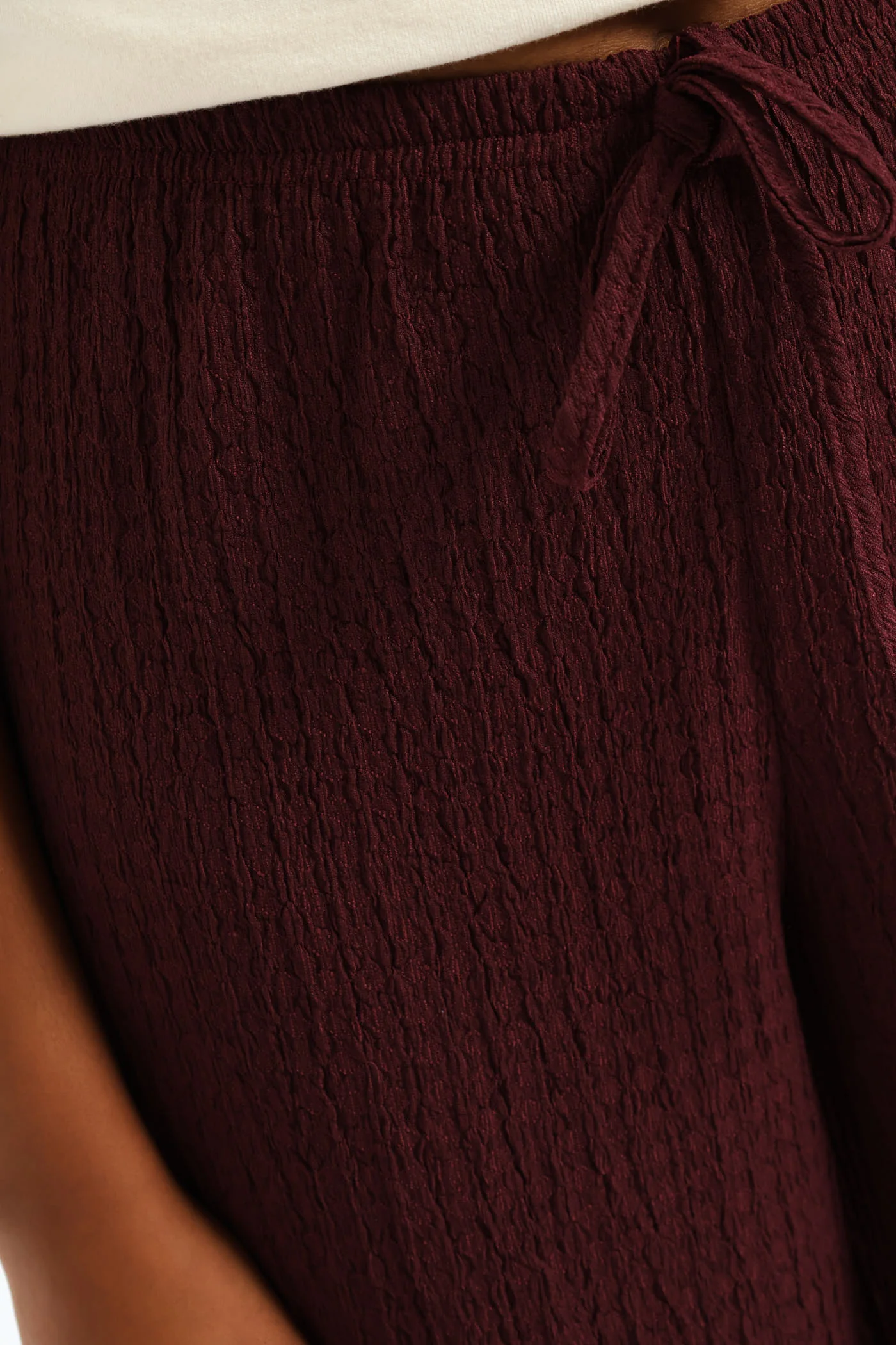 Girls Pull On Drawcord Pants - Burgundy - Image 2