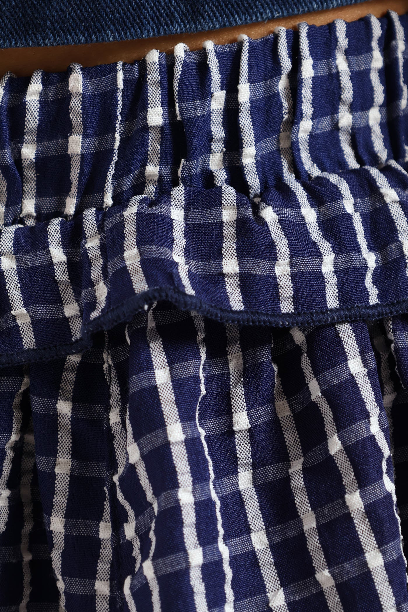 Girls Pull On Frill Waist Detail Flare Skirt - Navy - Image 5