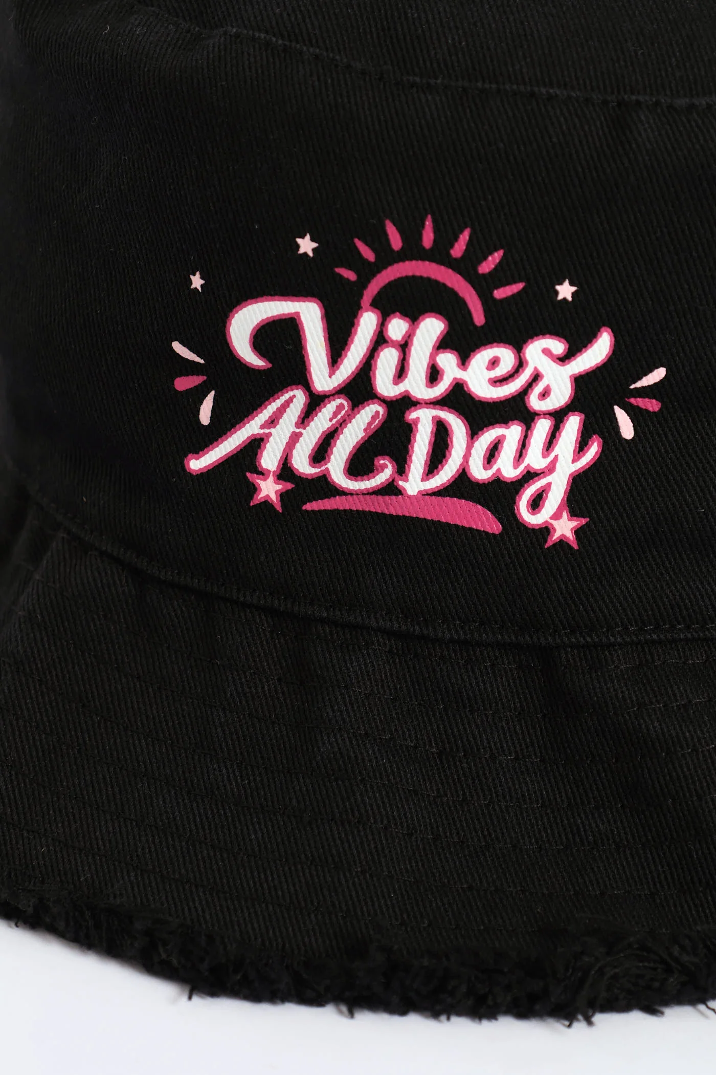 Pre-Girls Raw Trim Denim Hat - Black - Image 2
