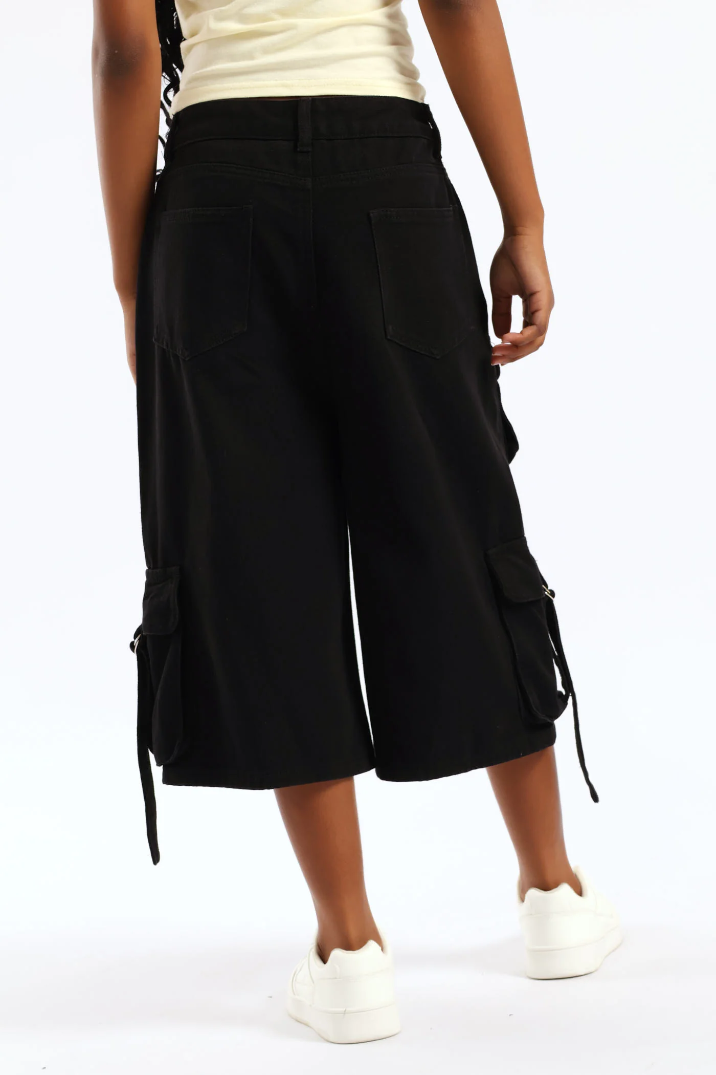 Girls Rigid Bermuda Cargo Short - Black - Image 4
