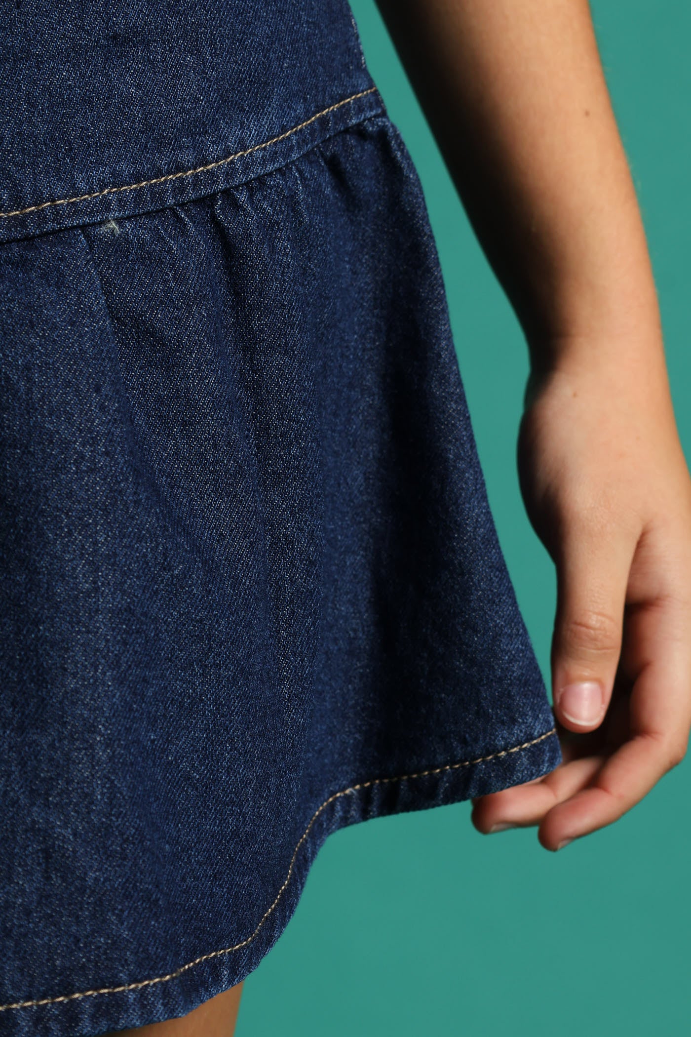 Girls Rigid Denim Frill Skirt - Raw Wash - Image 5