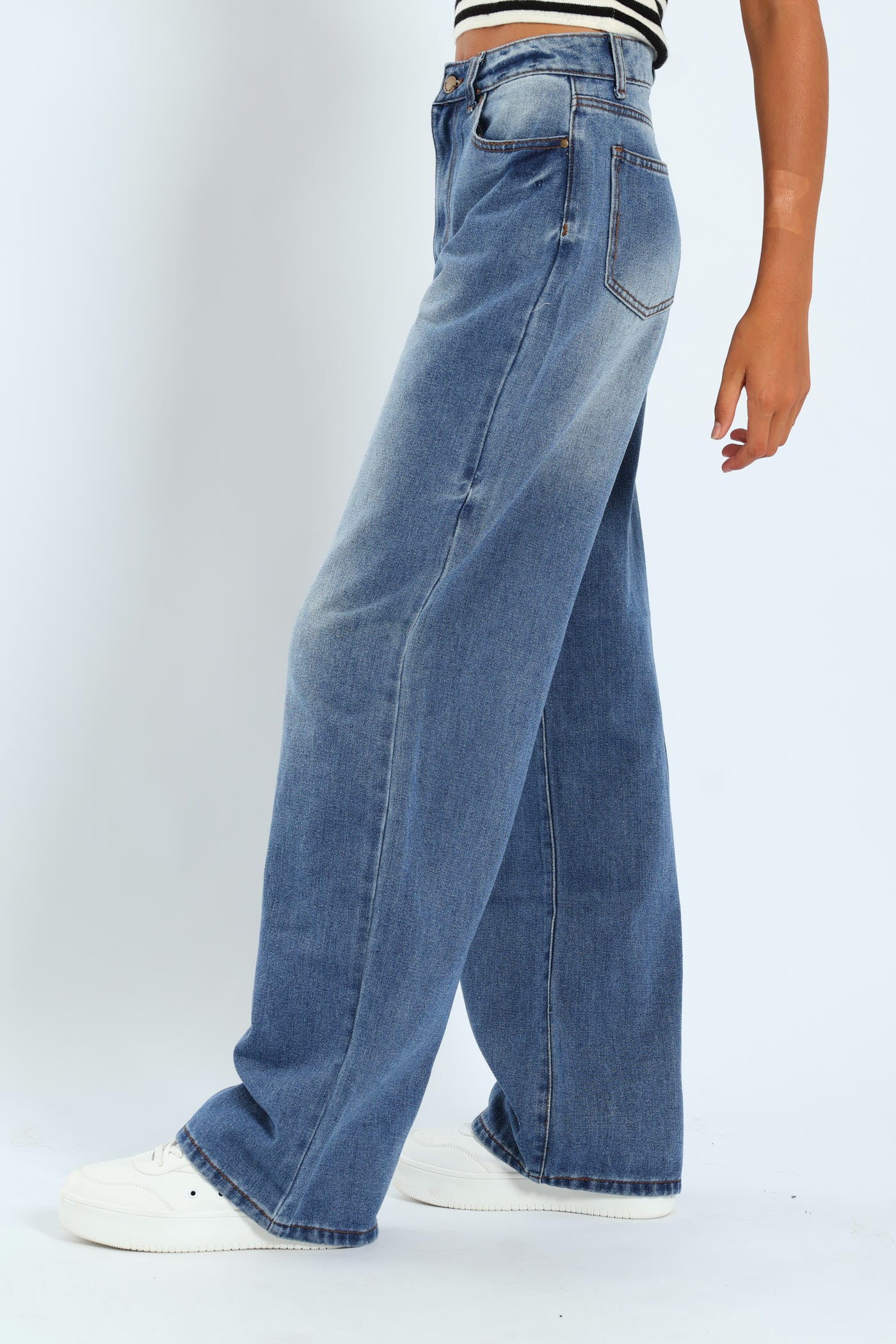 Girls Rigid Wide Leg Denim - Dark Blue - Image 2