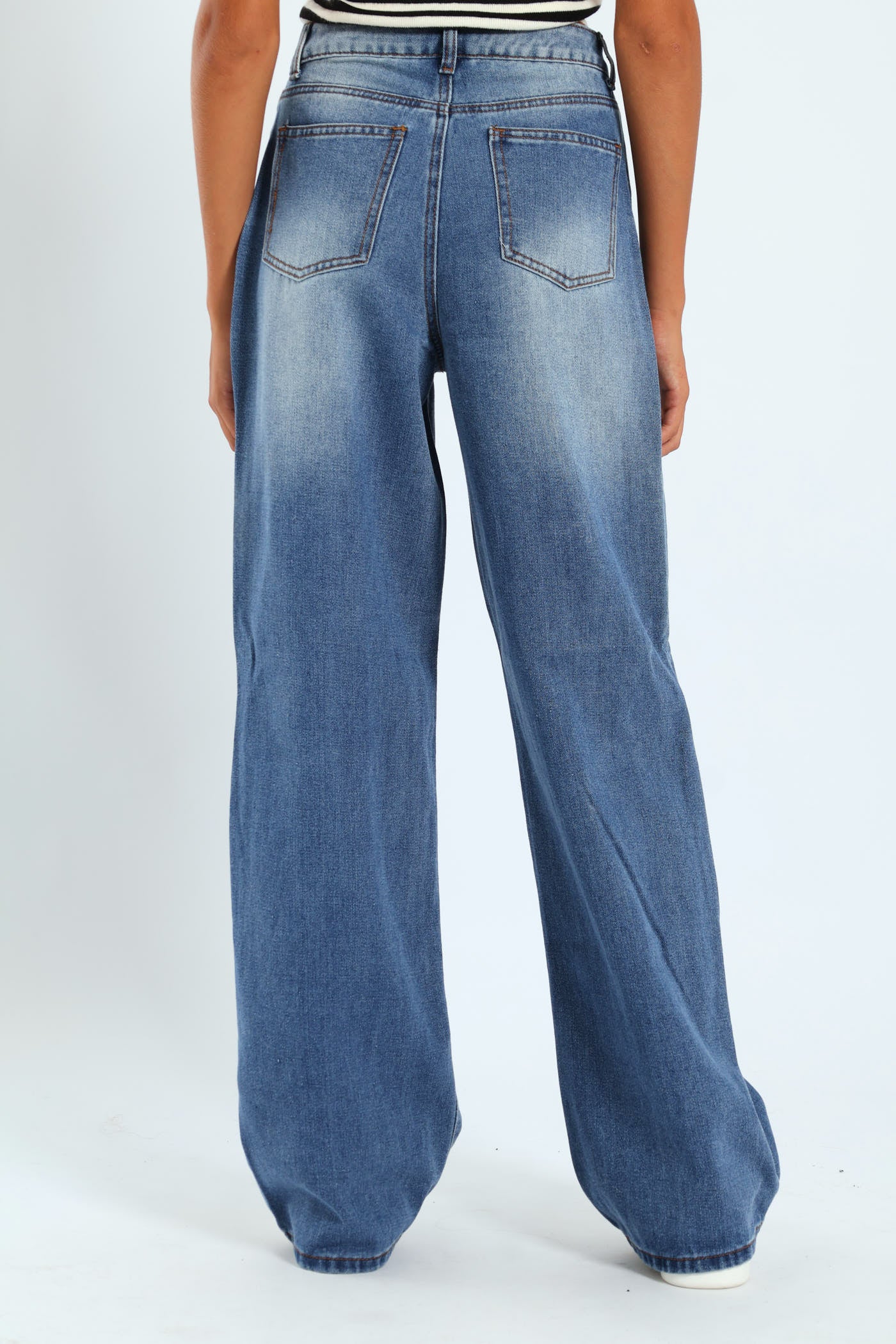 Girls Rigid Wide Leg Denim - Dark Blue - Image 3