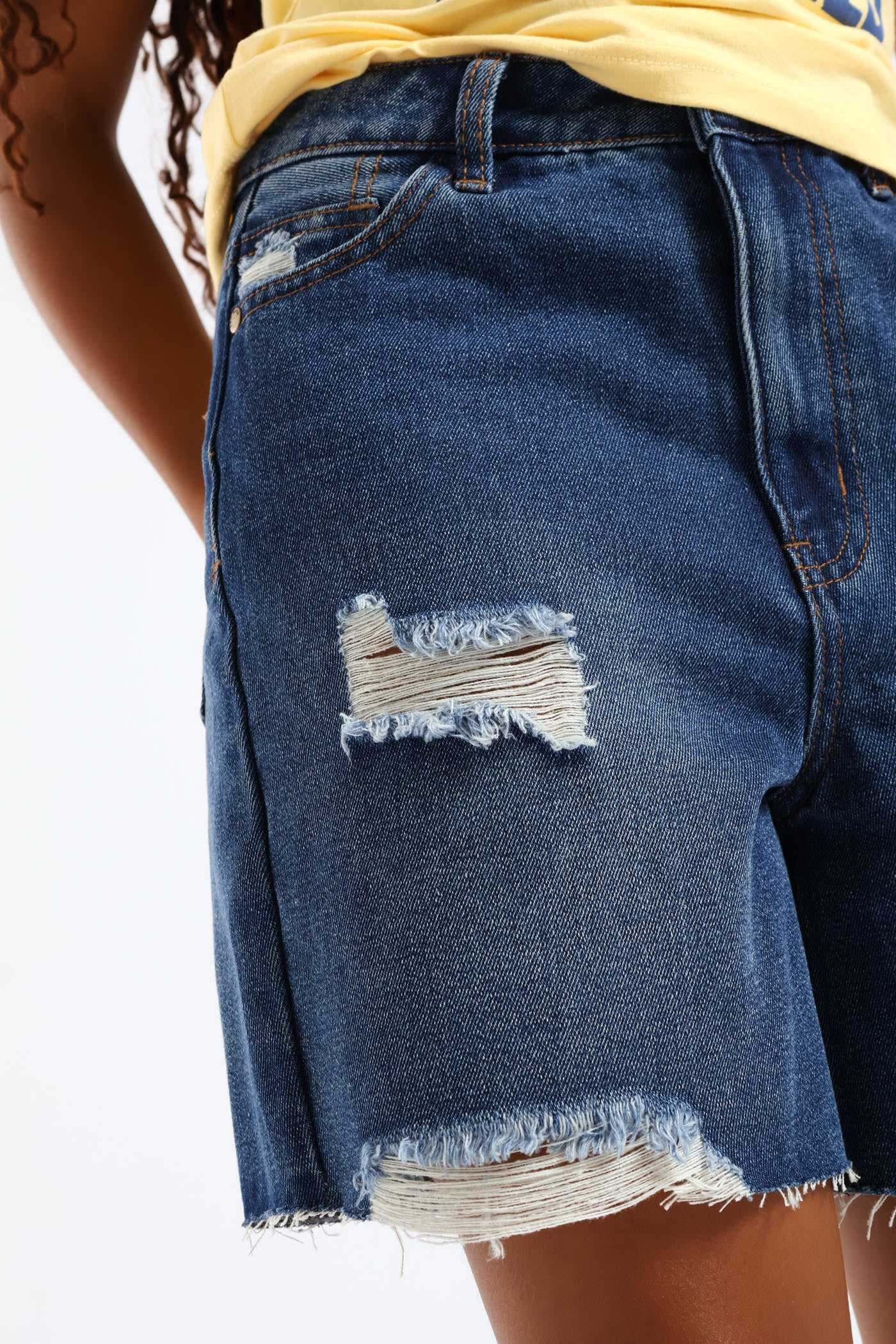 Girls Ripped Bermuda Shorts - Dark Blue - Image 5