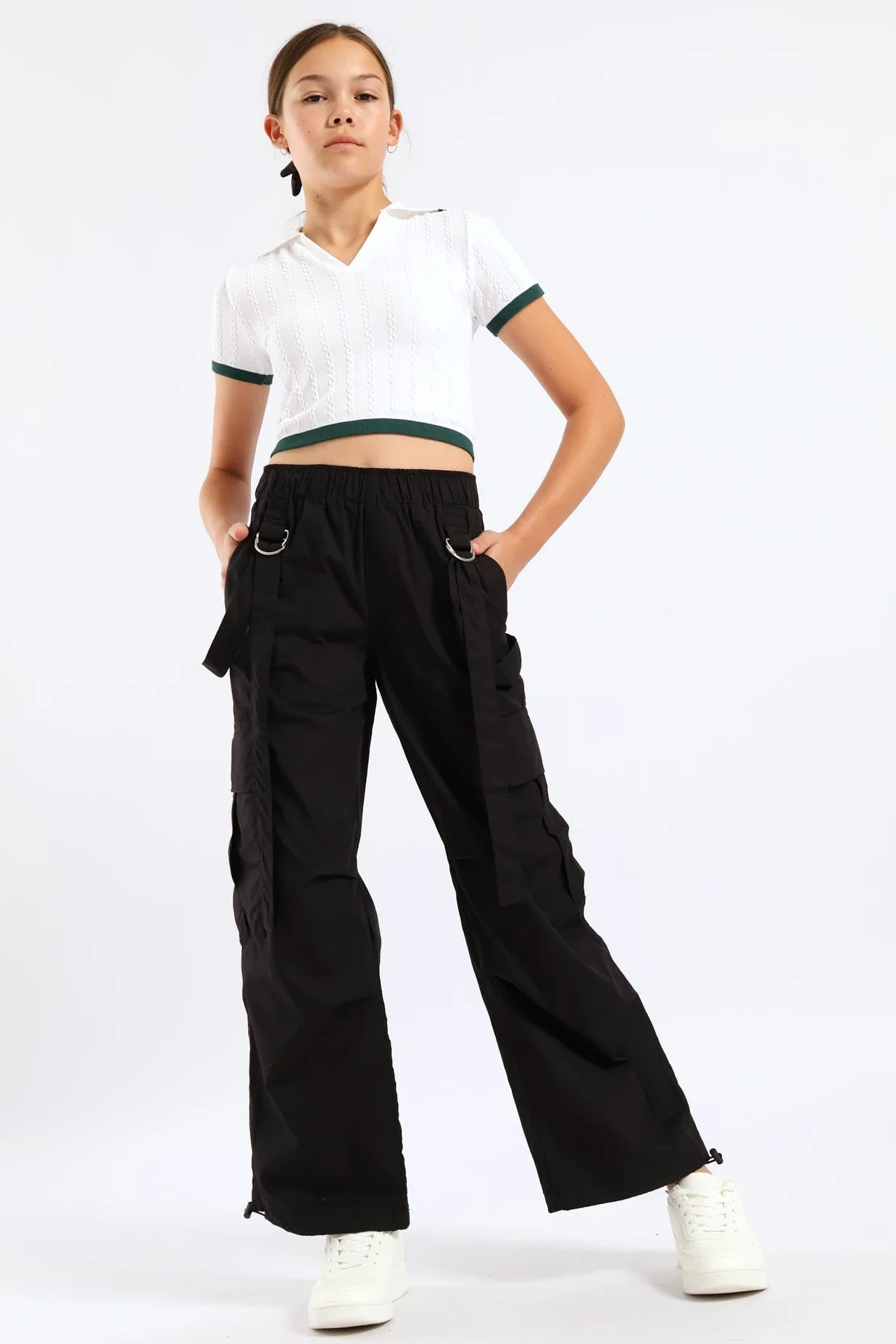 Girls Seamless Contrast Golfer - Cream - Image 3