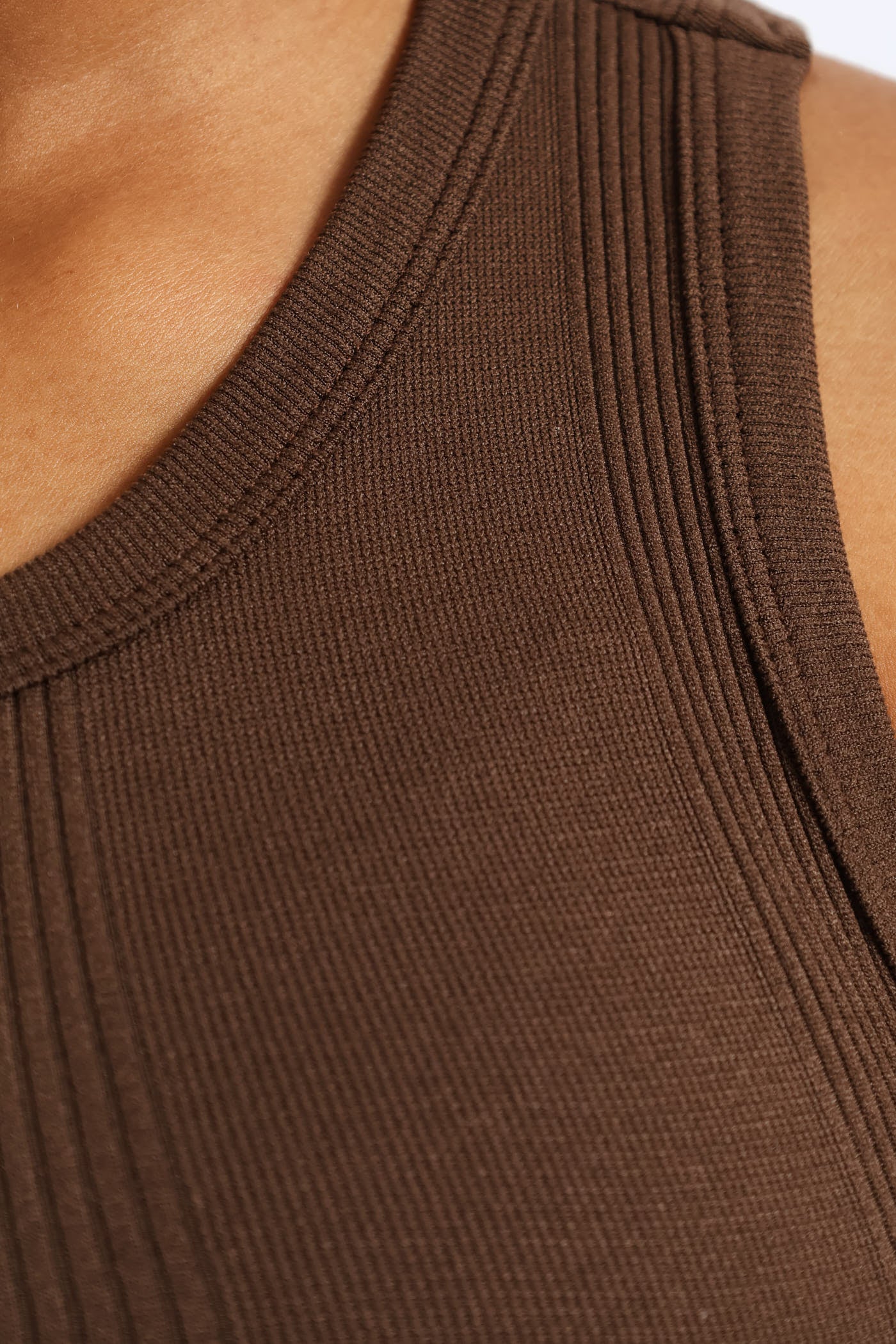 Girls Seamless Crew Neck Vest - Brown - Image 2