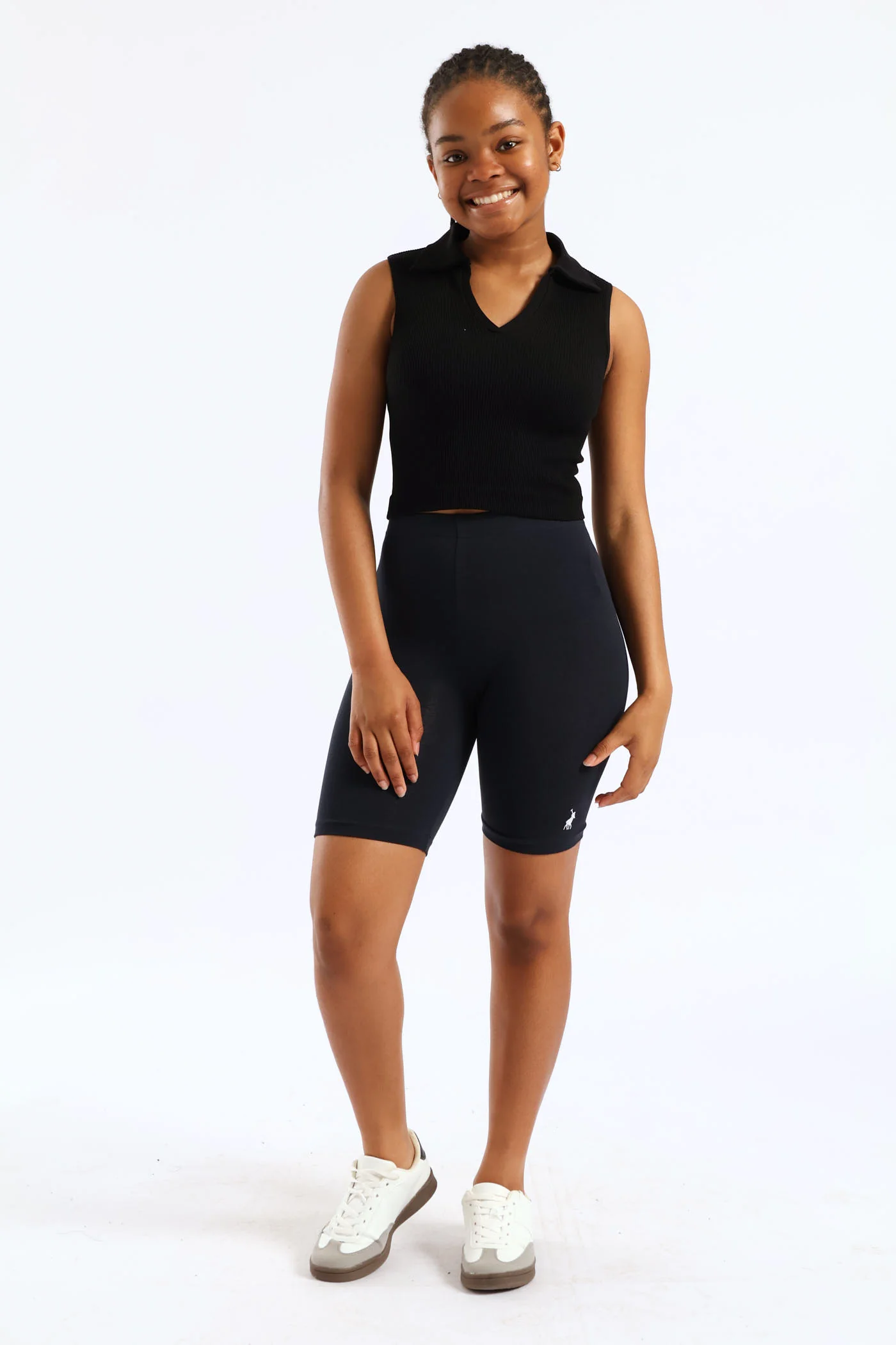 Girls Seamless Johnny Collar Top - Black - Image 5