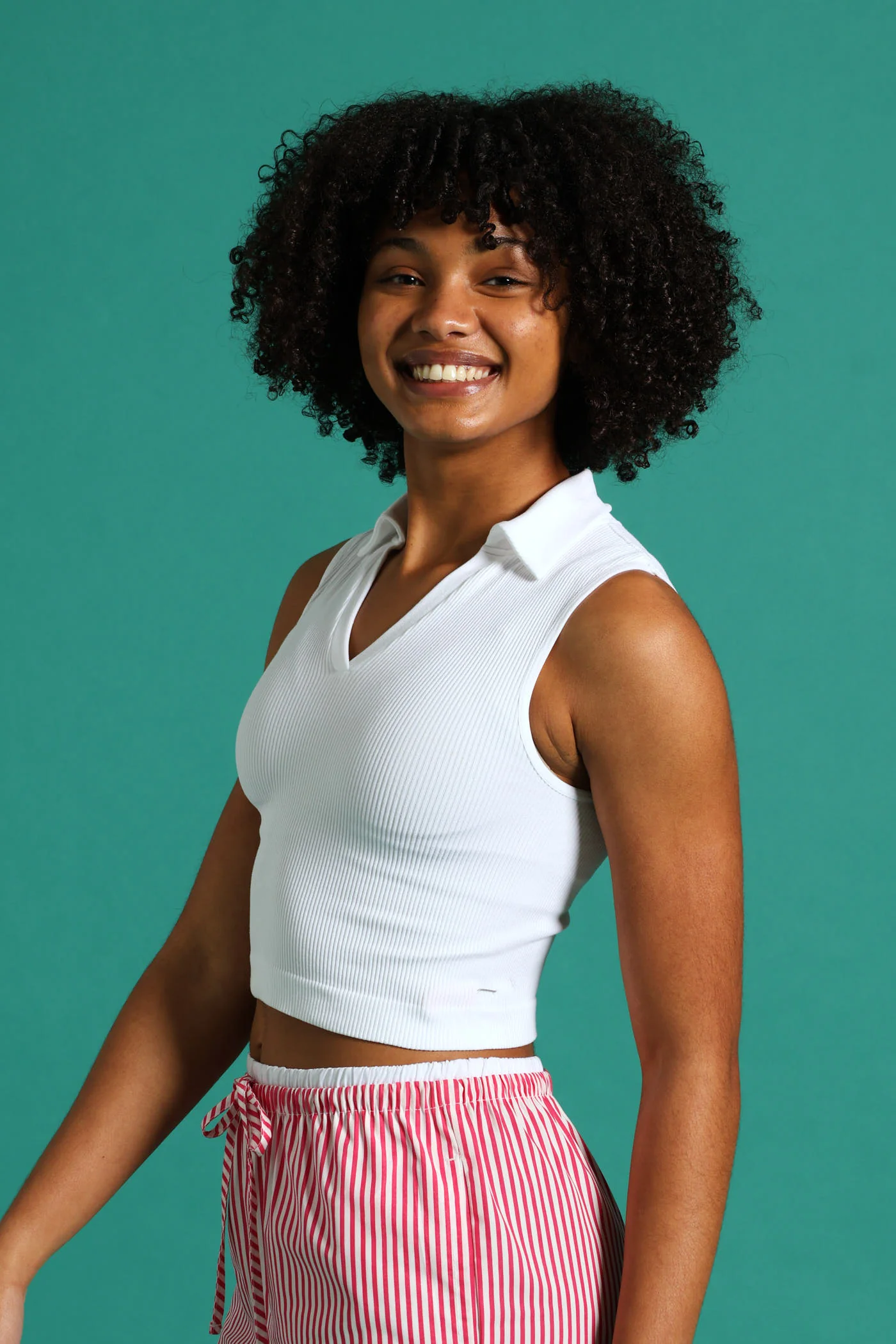 Girls Seamless Johnny Collar - White - Image 3