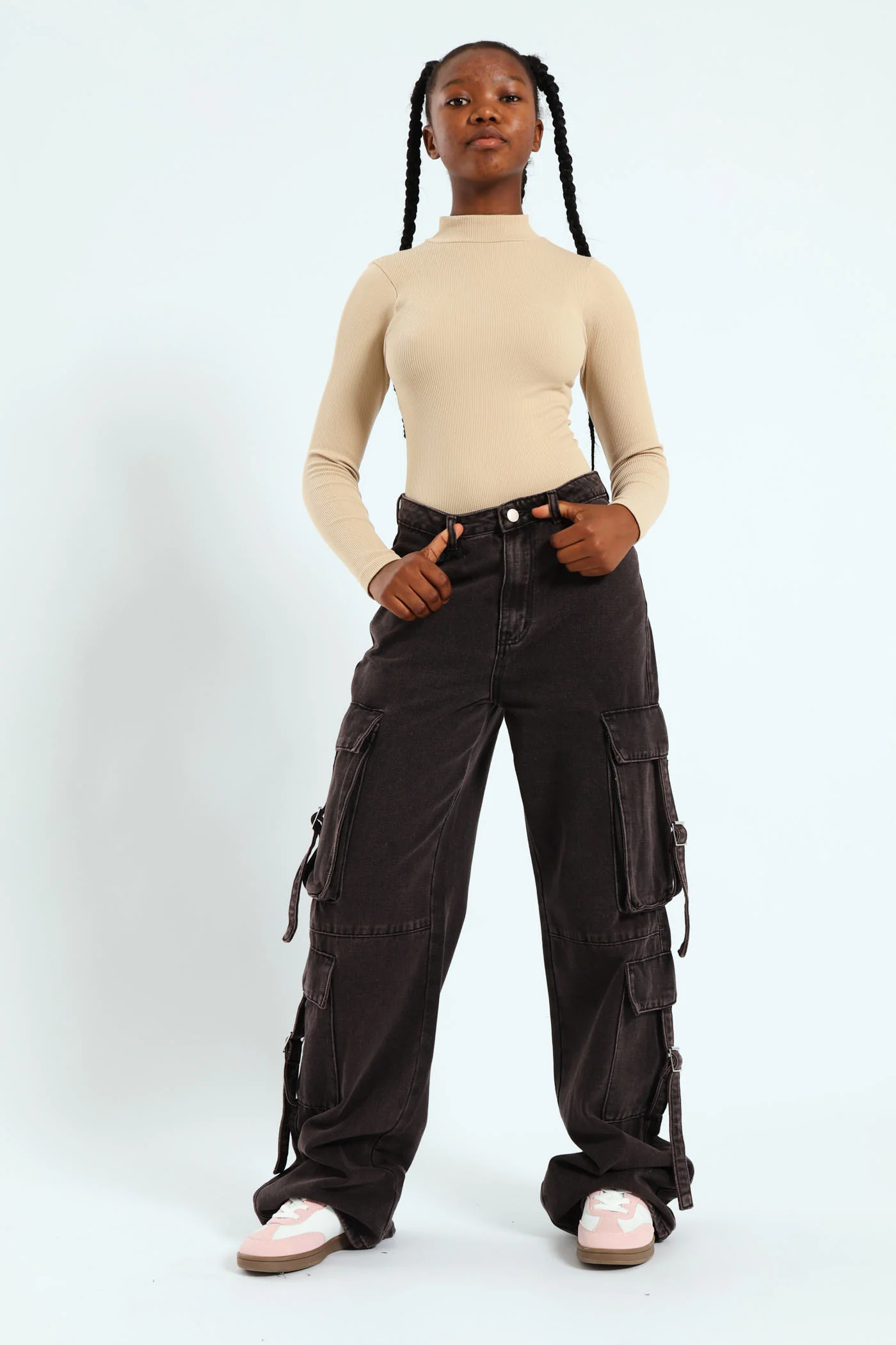 Girls Seamless Long Sleeve Bodysuit - Stone - Image 2