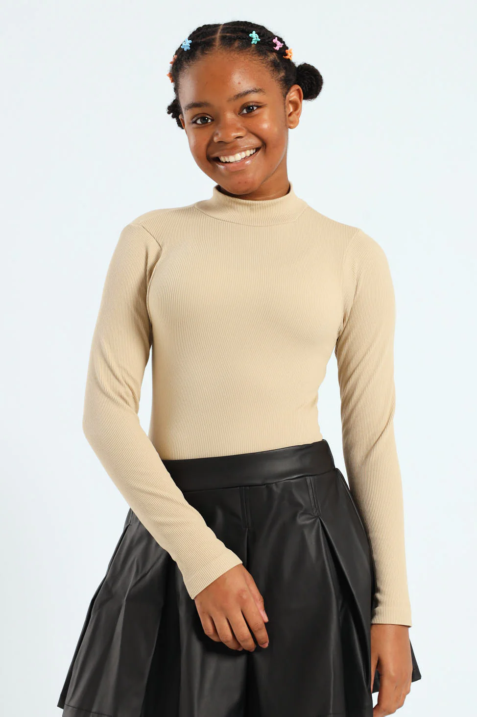 Girls Seamless Long Sleeve Bodysuit - Stone - Image 4