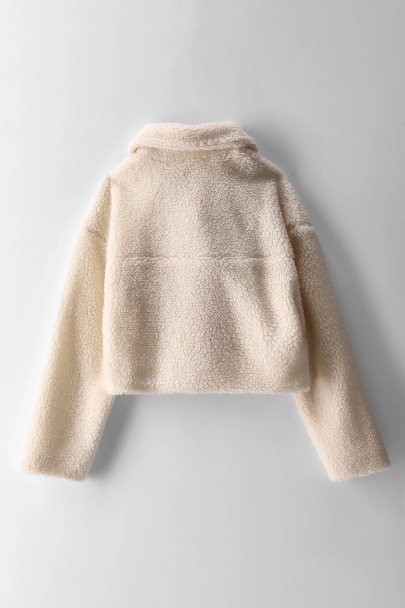 Girls Sherpa Cropped Jacket - Cream - Image 2