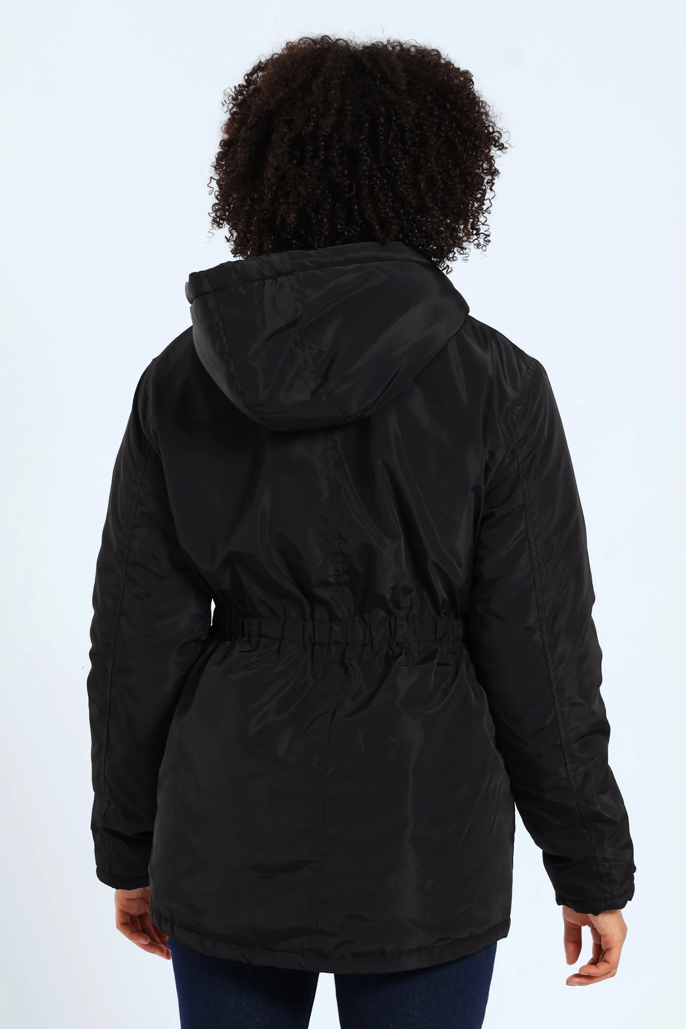 Girls Sherpa Hoody Parker Jacket - Black - Image 4