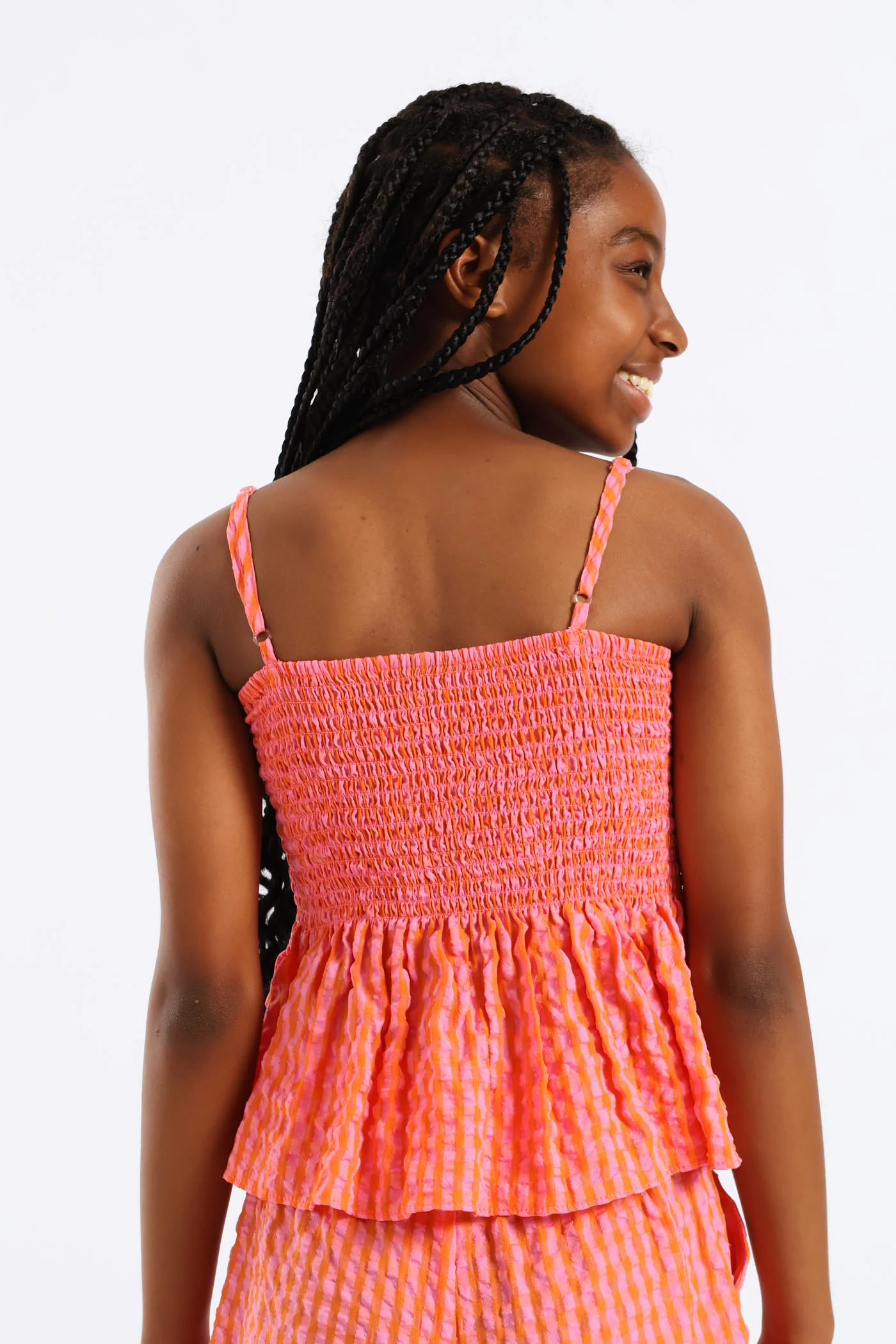 Girls Shirred Bodice Strappy Frill Hem Cami - Multi - Image 4