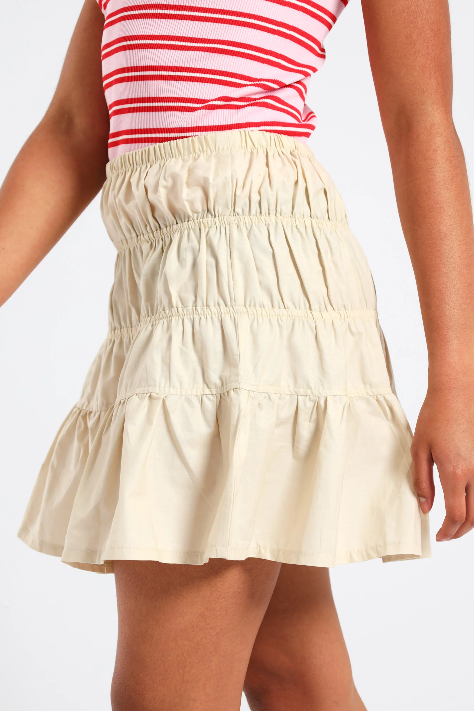Girls Shirring Skirt - Stone - Image 3