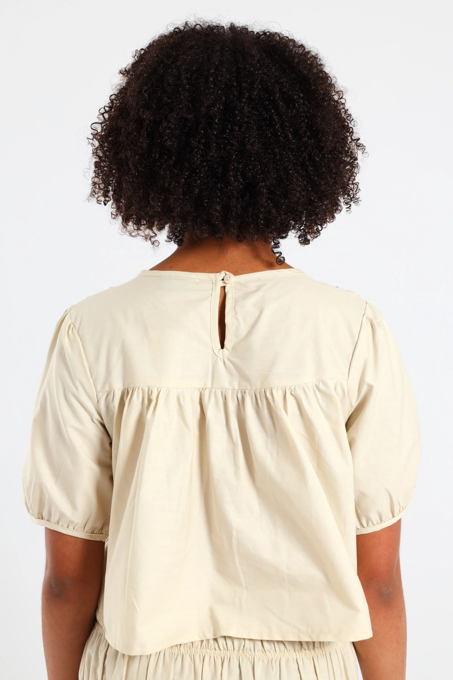 Girls Shirring Top - Stone - Image 4