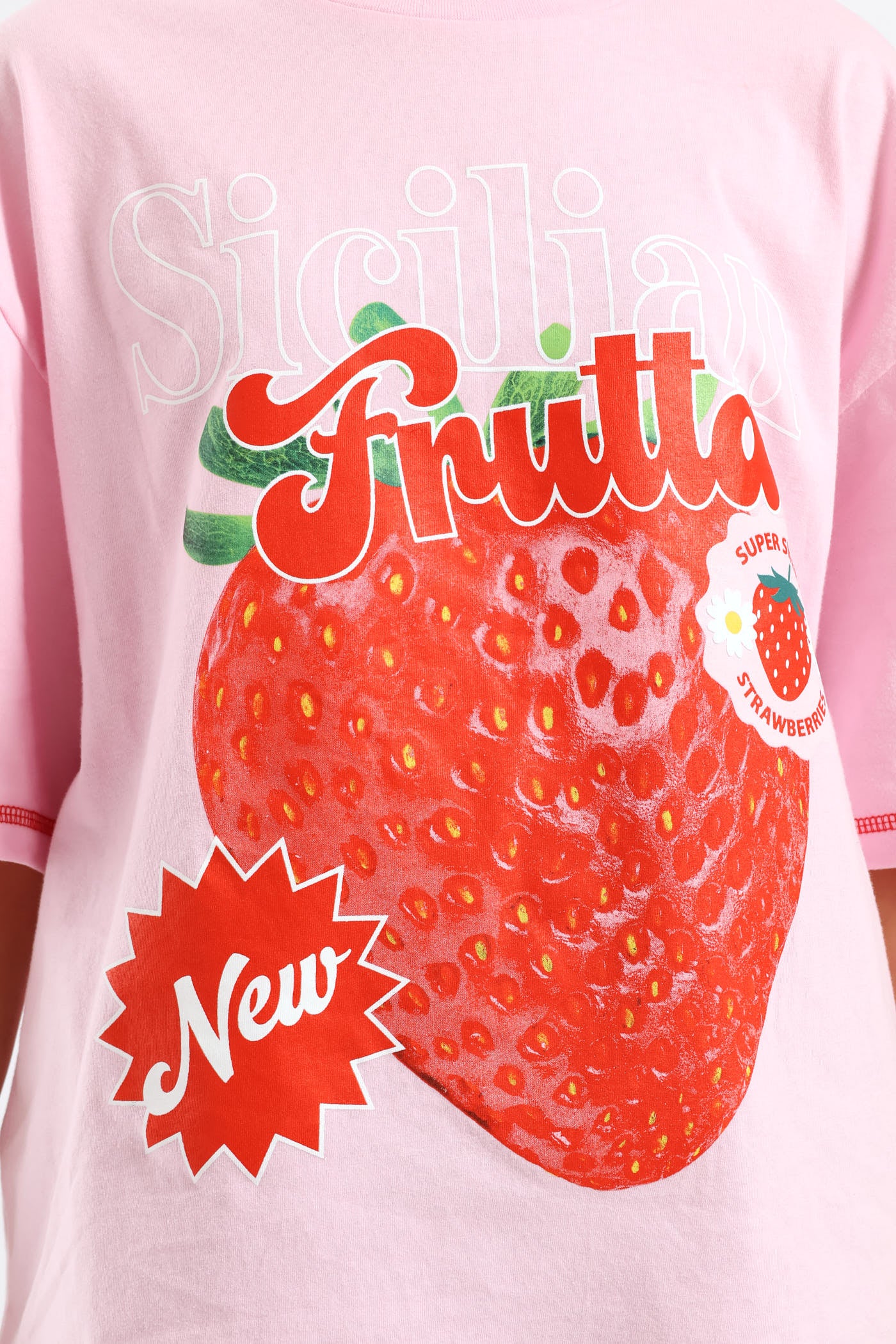 Girls Sicilian Strawberry Oversized Tee - Pink - Image 2