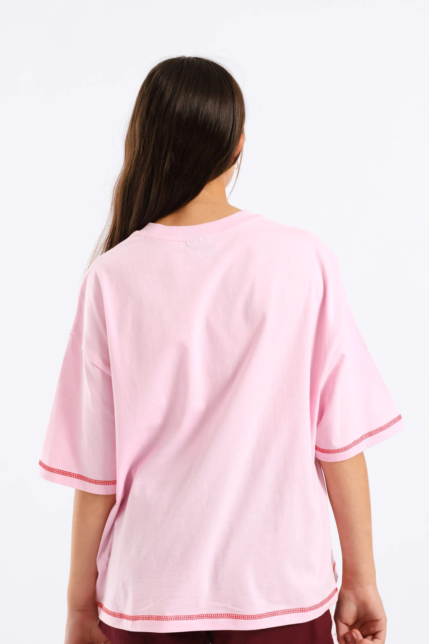 Girls Sicilian Strawberry Oversized Tee - Pink - Image 5