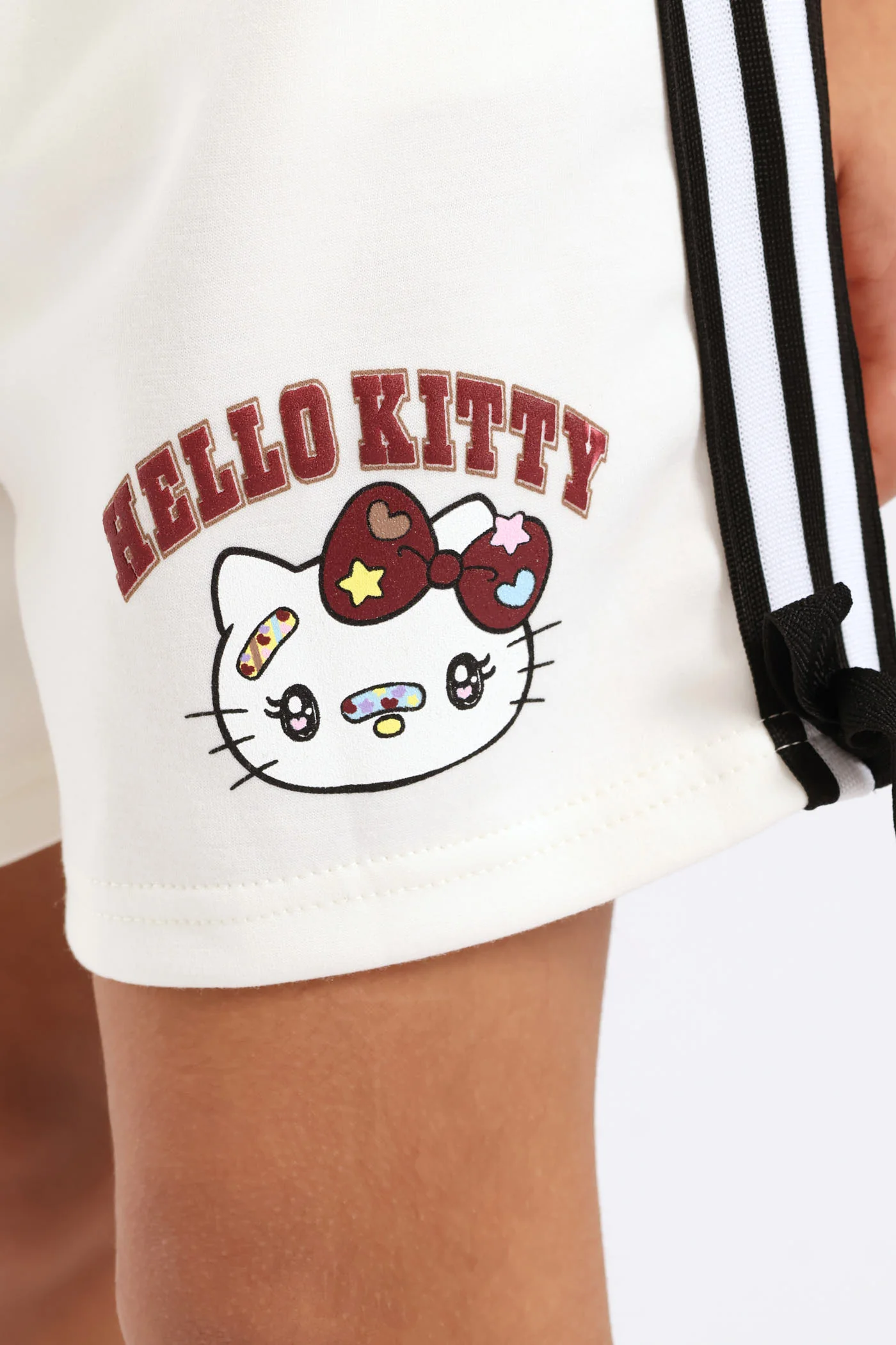 Girls Side Tape Bow Sport Short - Milk - Image 4