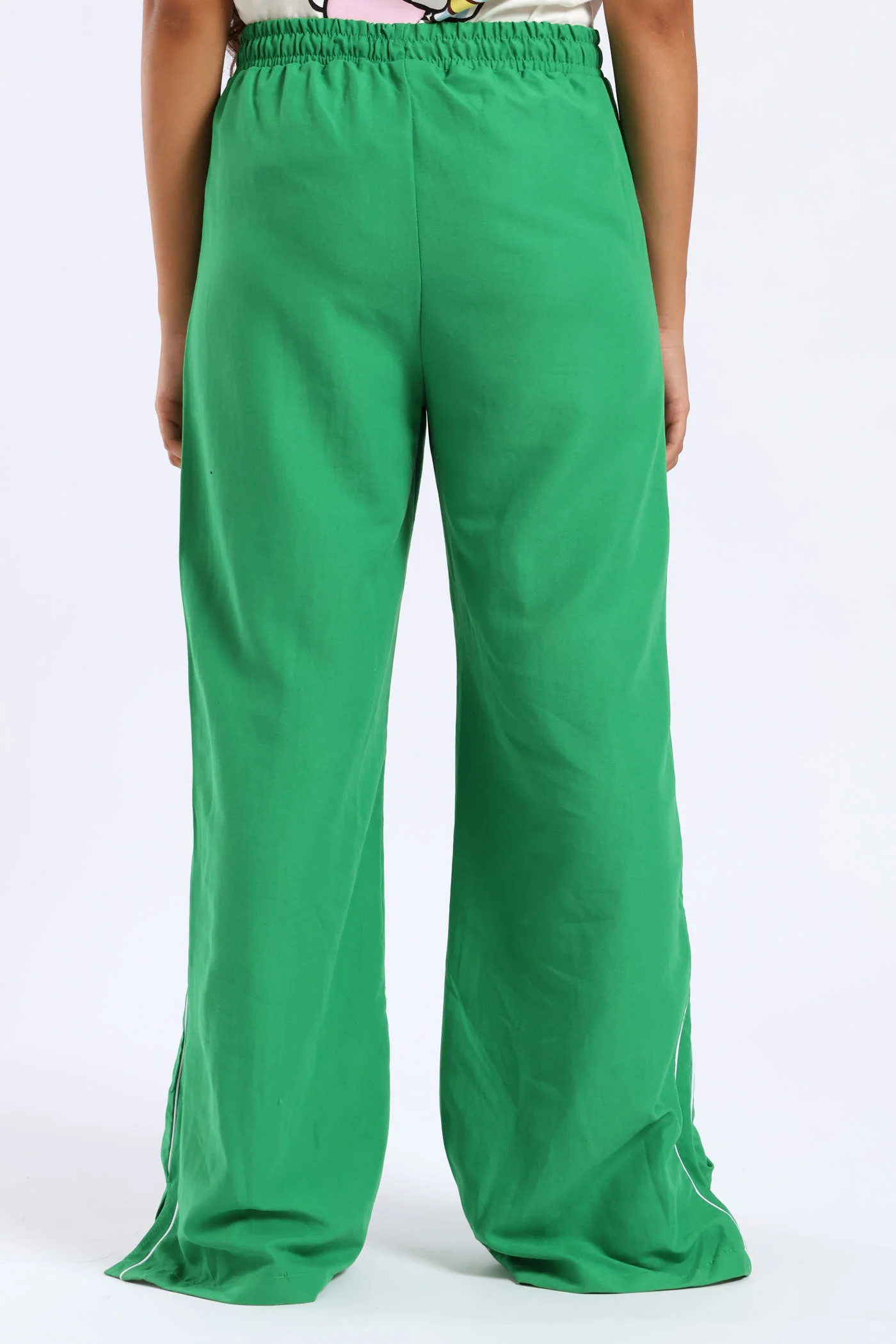 Girls Side Tape Wide Leg Woven Pants - Green - Image 4