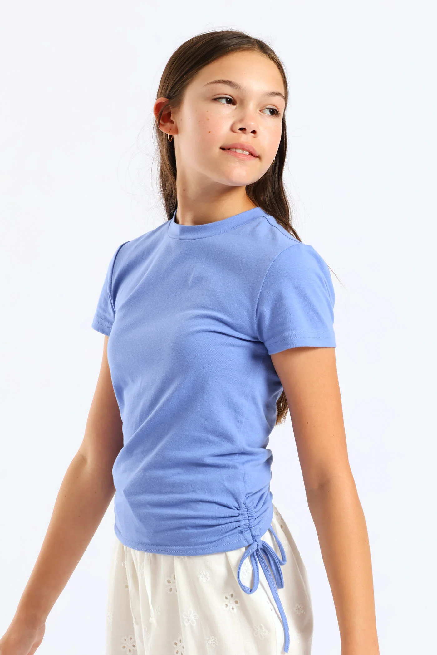 Girls Side Tie Tee - Blue - Image 3