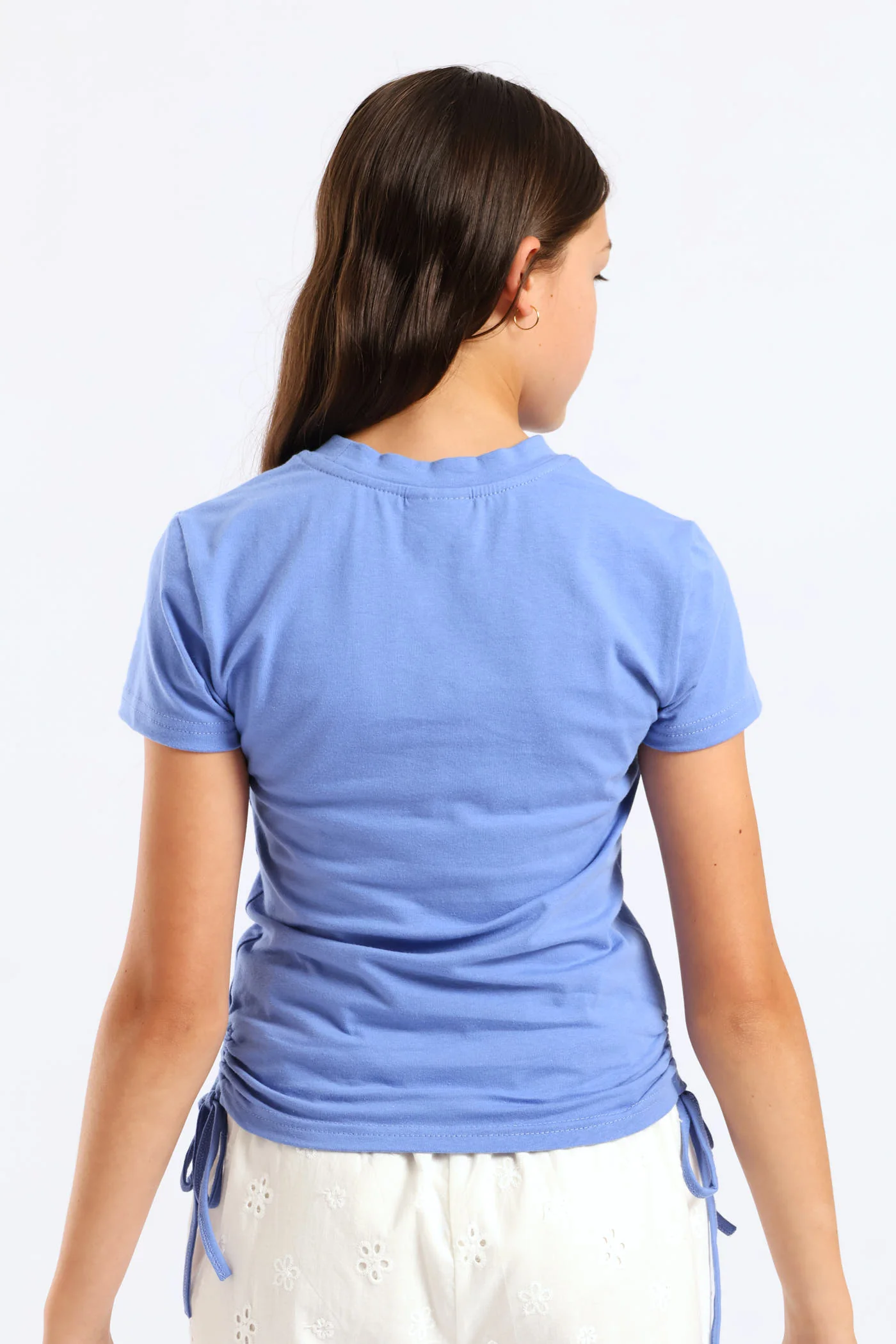 Girls Side Tie Tee - Blue - Image 4