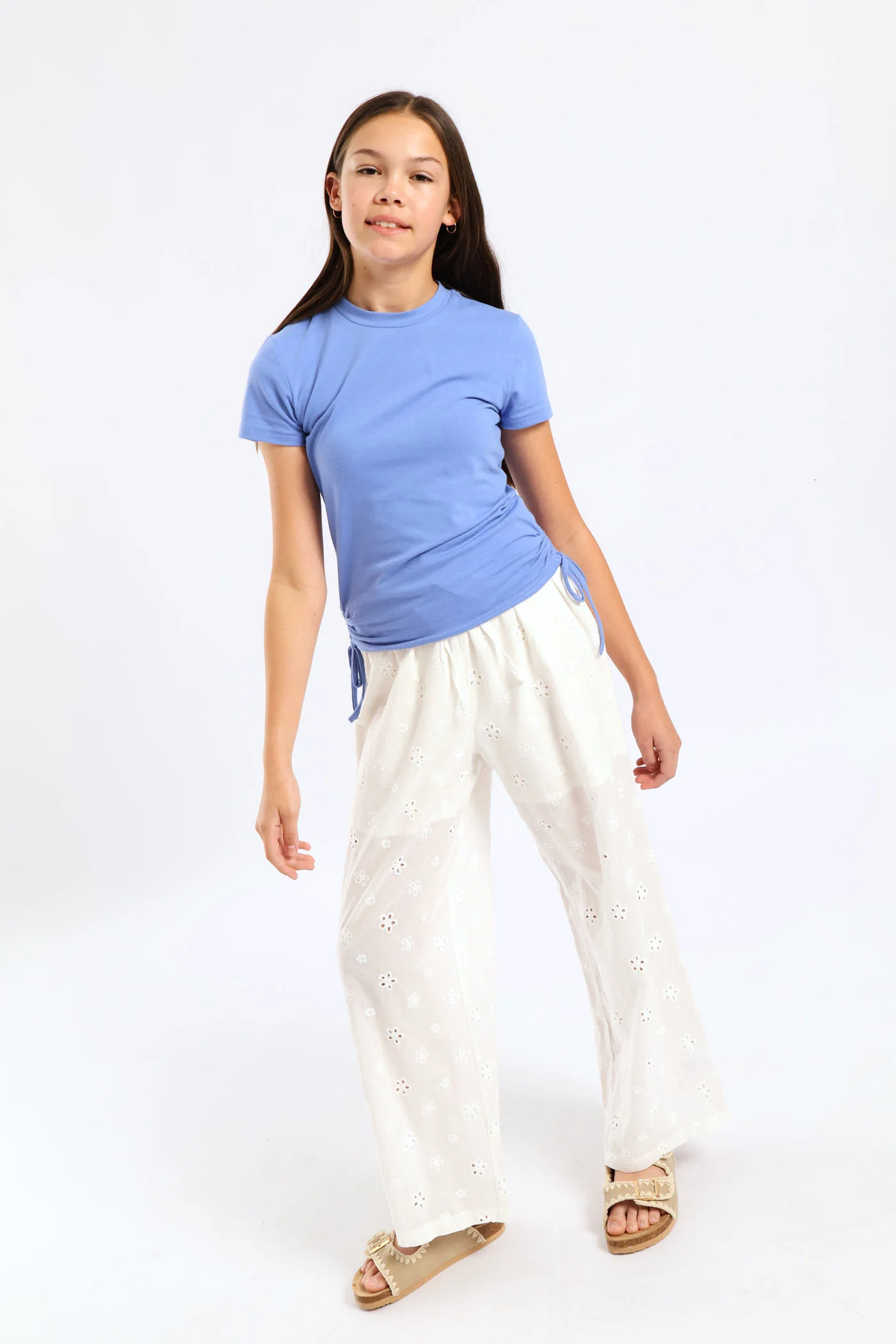 Girls Side Tie Tee - Blue - Image 5