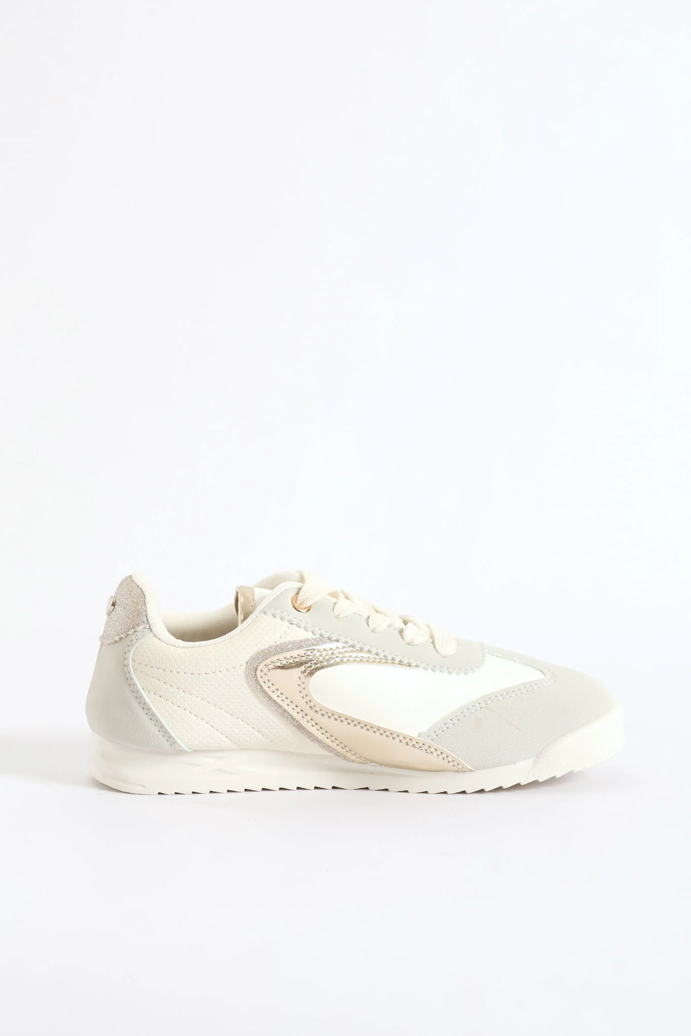 Girls Slimline Sneaker - Off White - Image 5