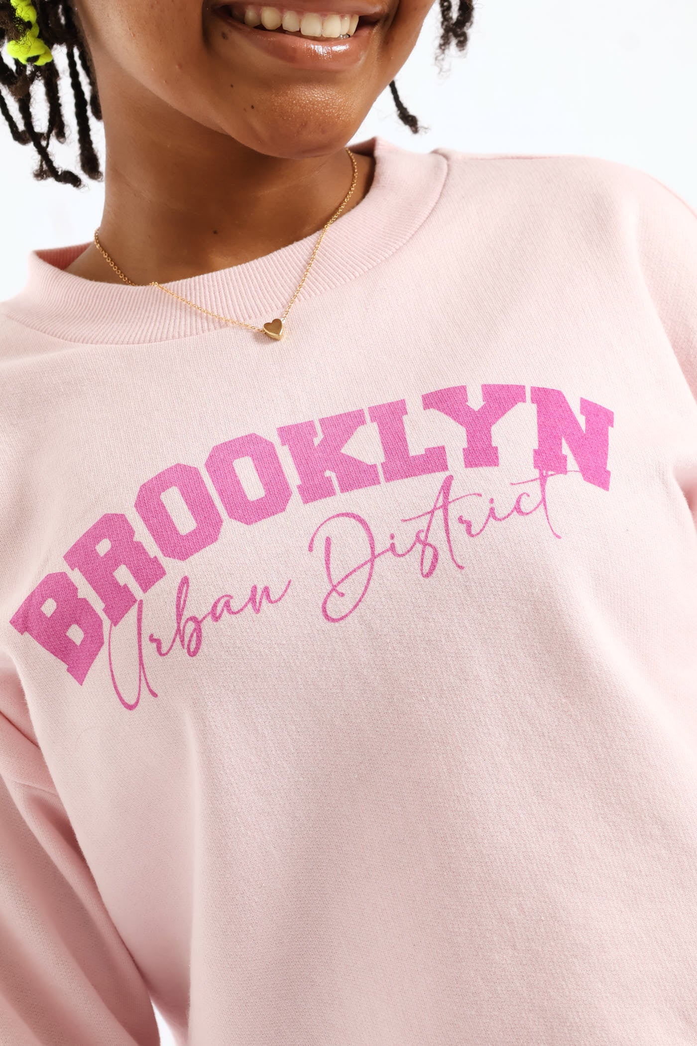 Girls Slogan Crew Neck Pullover -Dusty Pink - Image 2