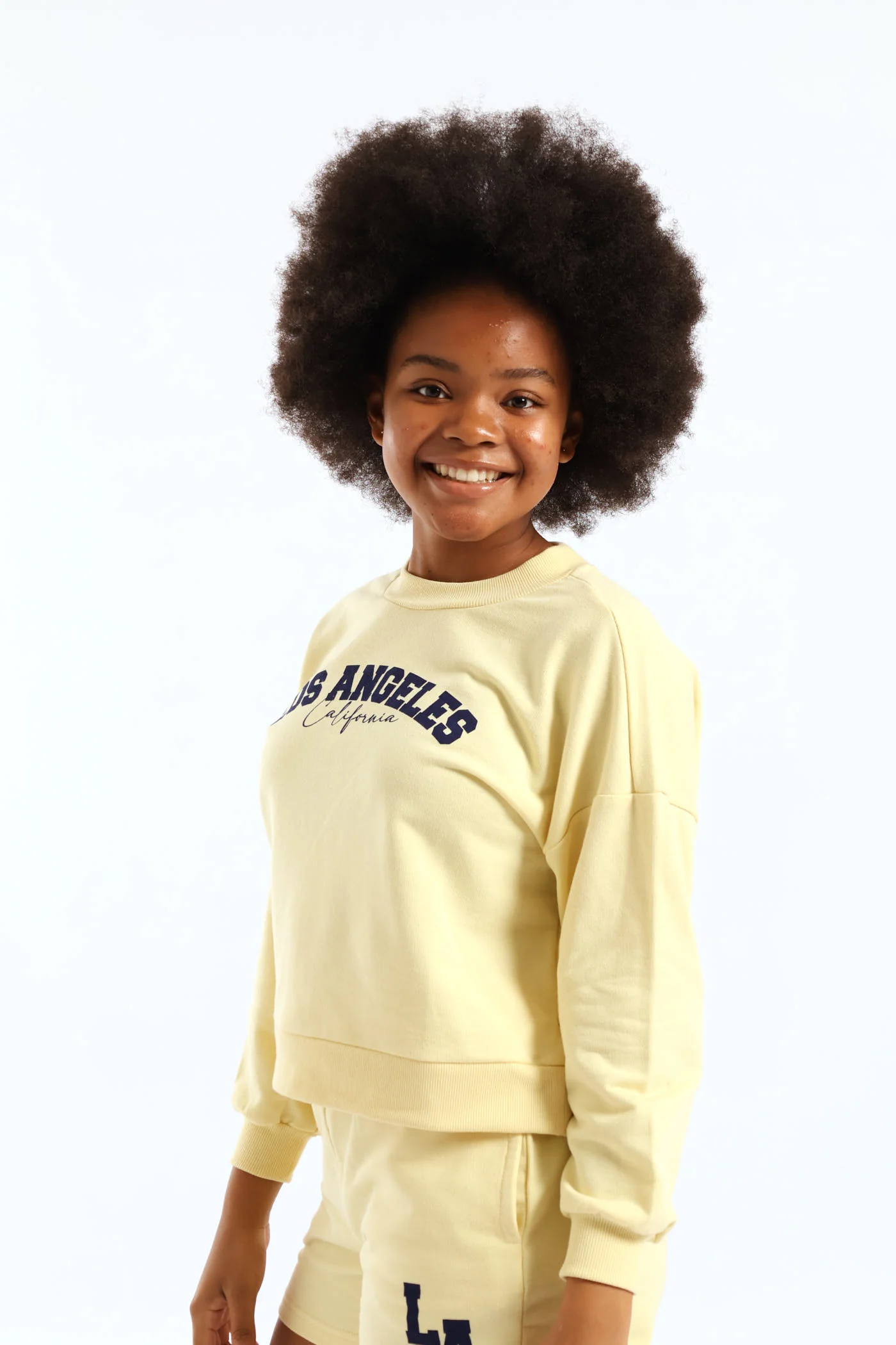 Girls Slogan Crew Pull Over - Yellow - Image 4