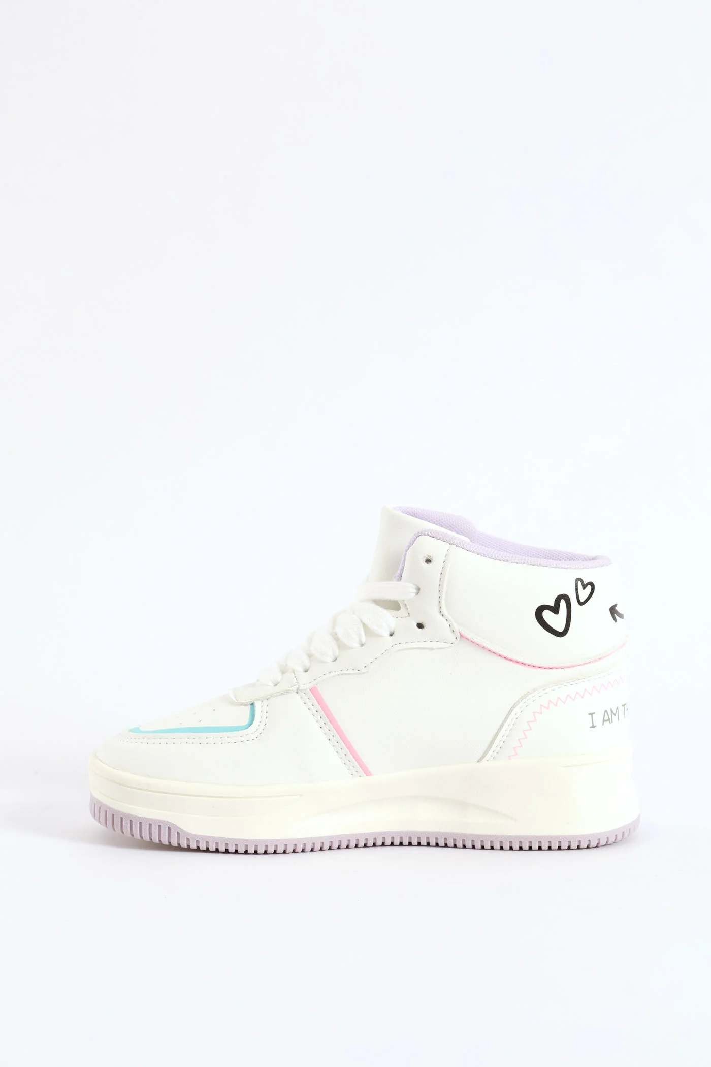Girls Slogan Hitop Sneaker - White - Image 3