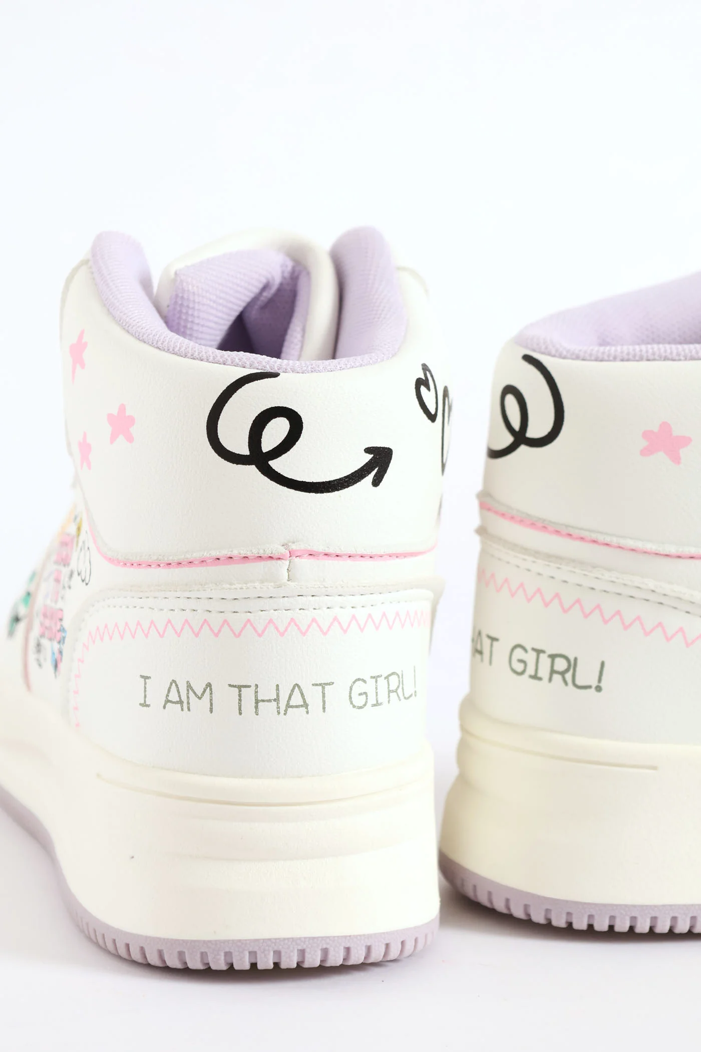 Girls Slogan Hitop Sneaker - White - Image 7