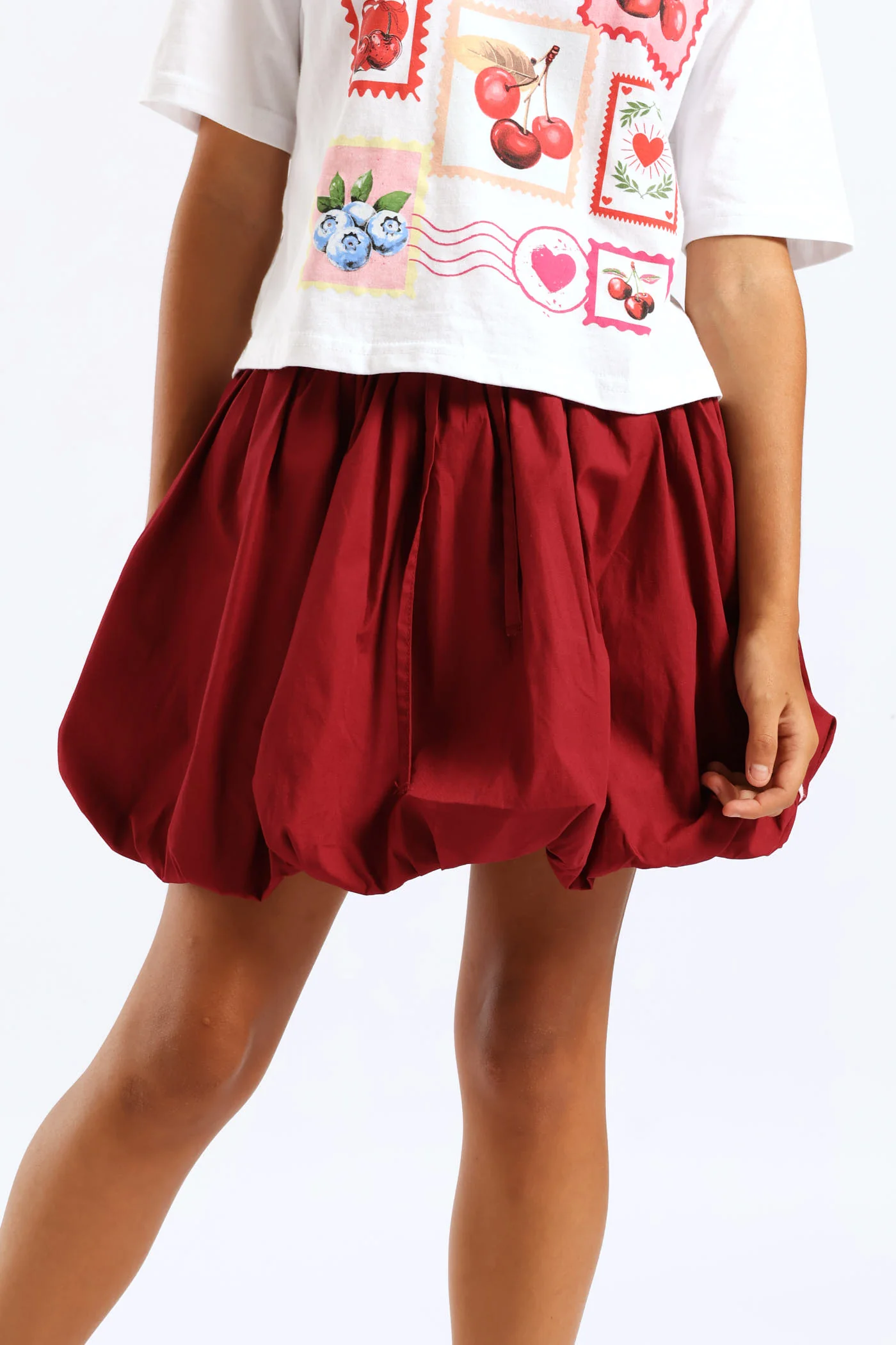 Girls Sport Bubble Side Tape Skirt - Burgundy - Image 3