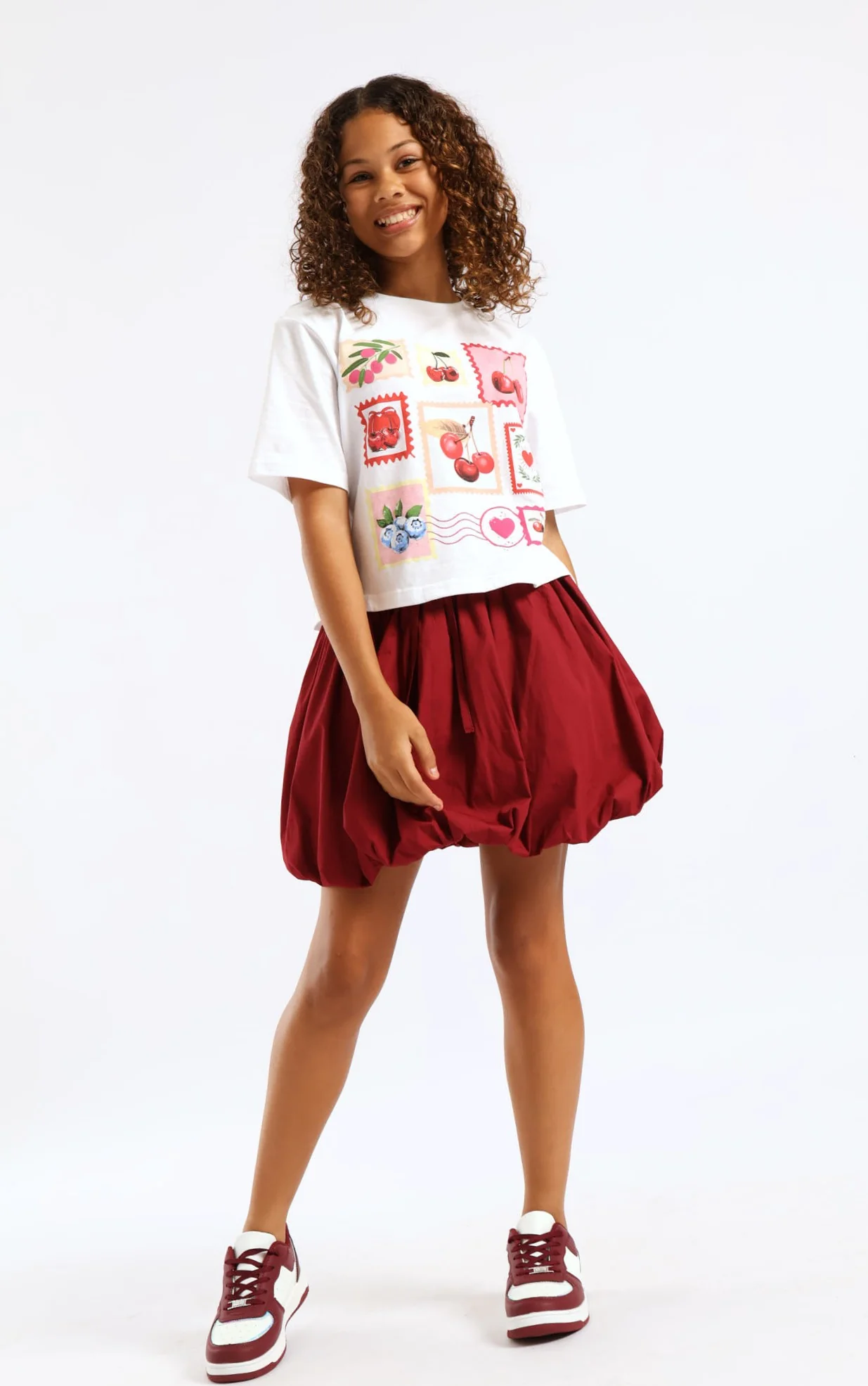 Girls Sport Bubble Side Tape Skirt - Burgundy - Image 7