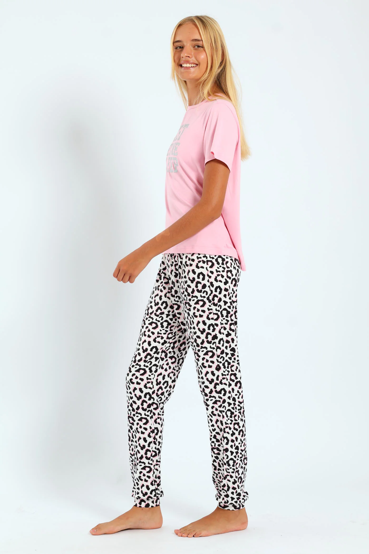 Girls Spots Short Sleeve Sleep Set - Pink - Image 2