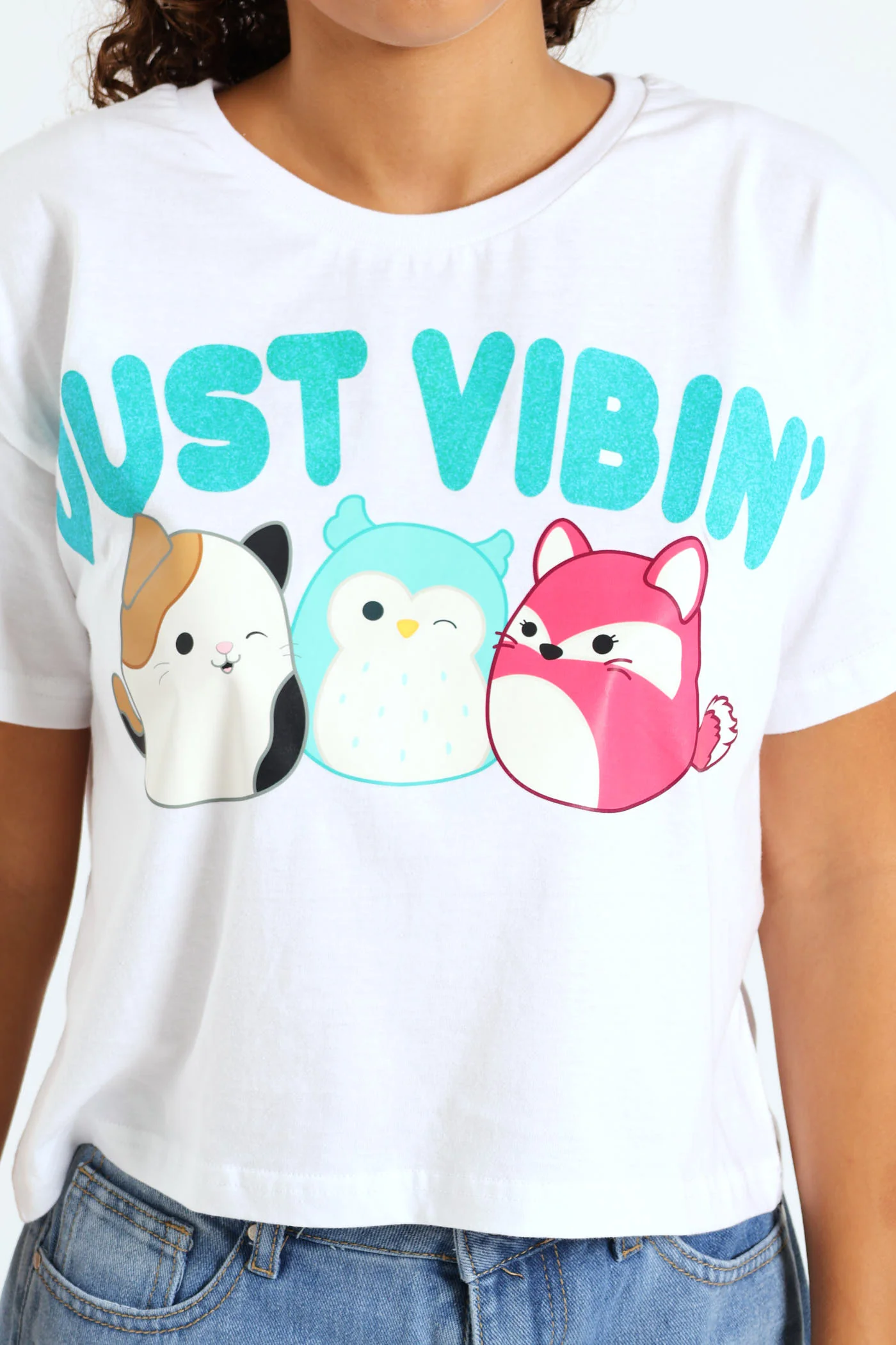 Girls Squish Just Vibin Boxy Tee - White - Image 2