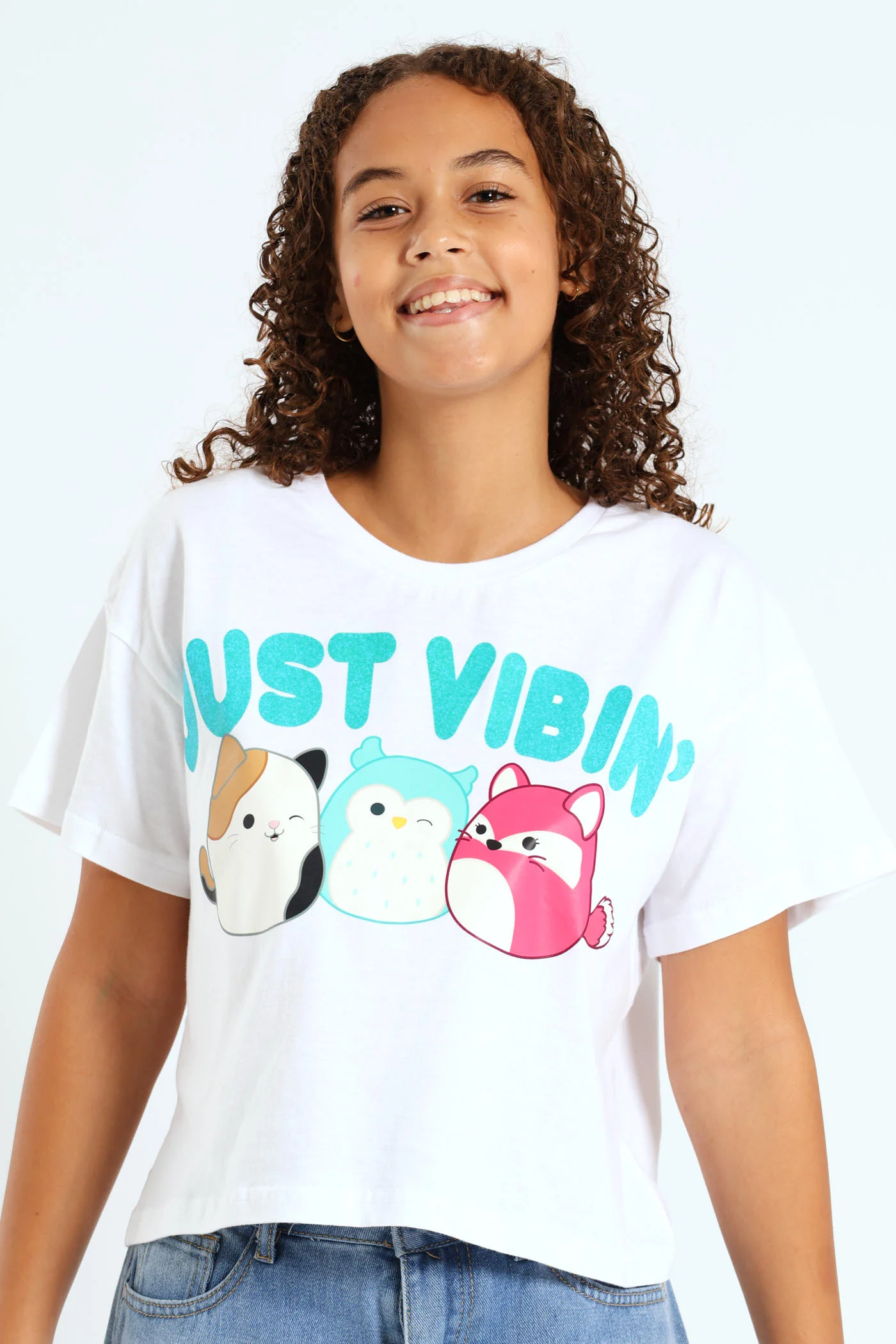Girls Squish Just Vibin Boxy Tee - White - Image 4