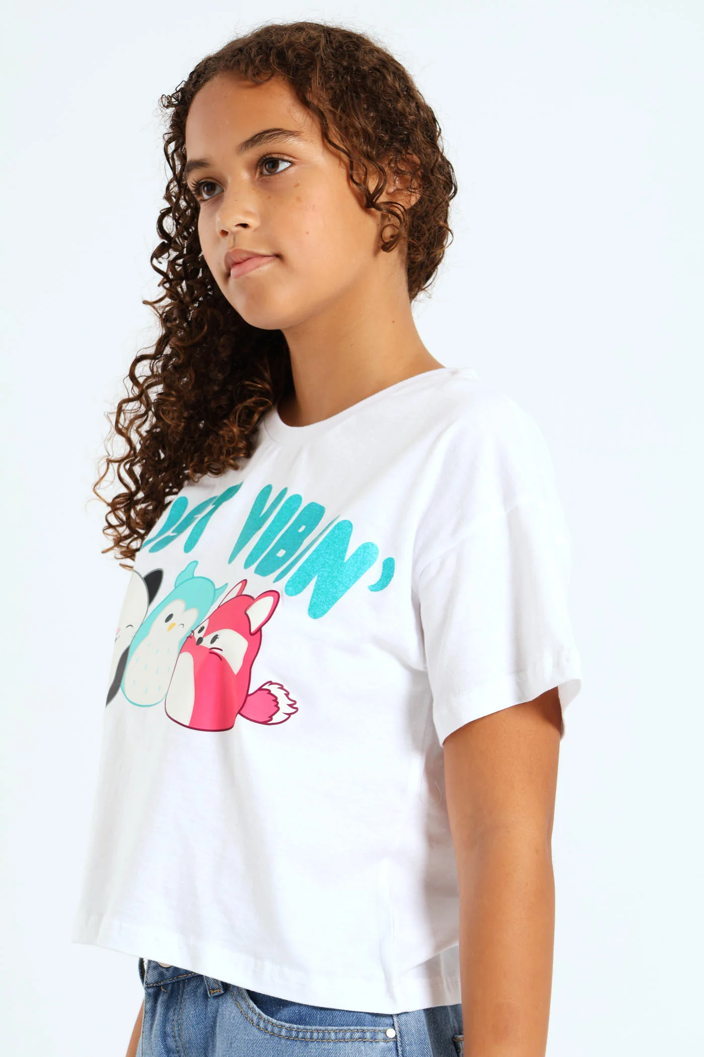 Girls Squish Just Vibin Boxy Tee - White - Image 5